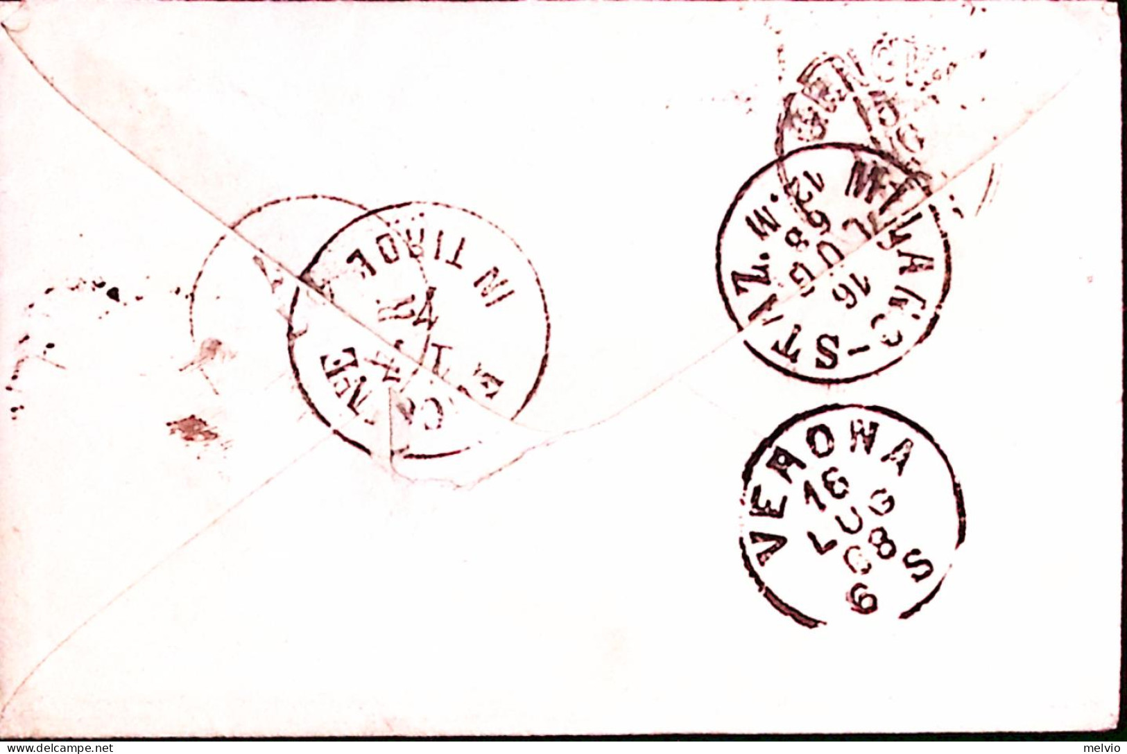 1868-SESTRI PONENTE C.2 + Punti (18.7) E PD Su Busta Affrancata Effigie Due C.20 - Marcofilie