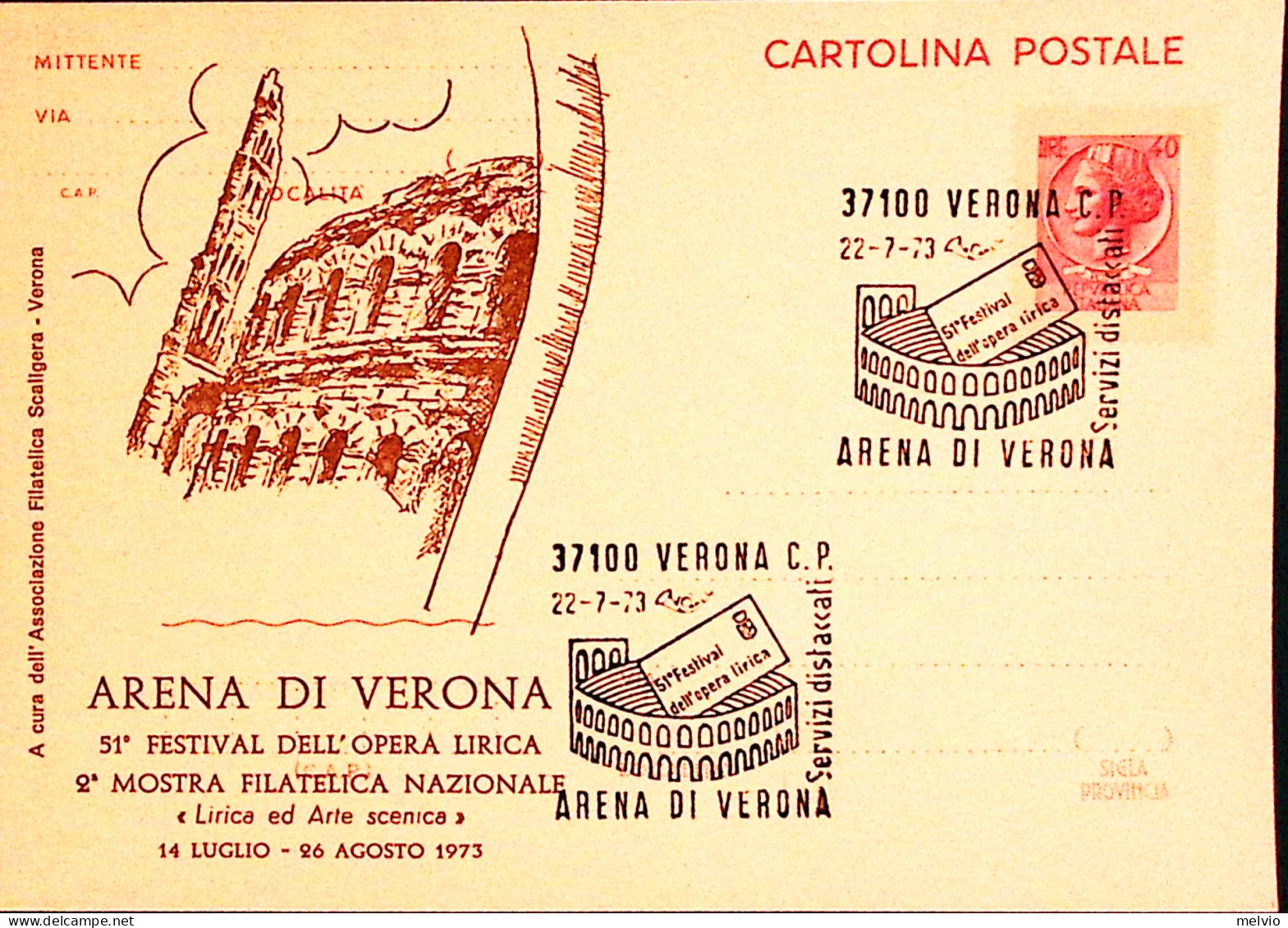 1973-VERONA 51 Festival Opera Lirica 2 Mostra Lirica Ed Arte Scenica Soprastampa - Verona