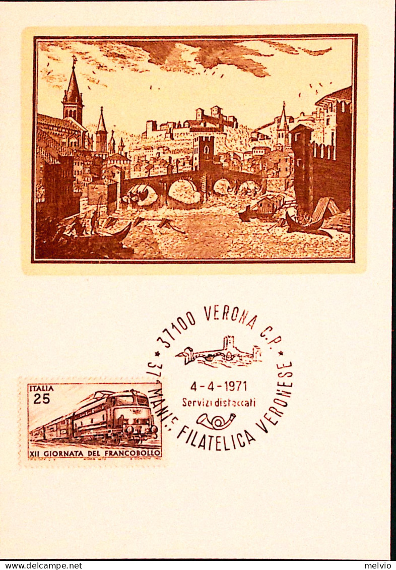 1971-VERONA 37 Manifestazione Filtelica Veronese (4.4) Annullo Speciale Su Carto - 1971-80: Marcophilia