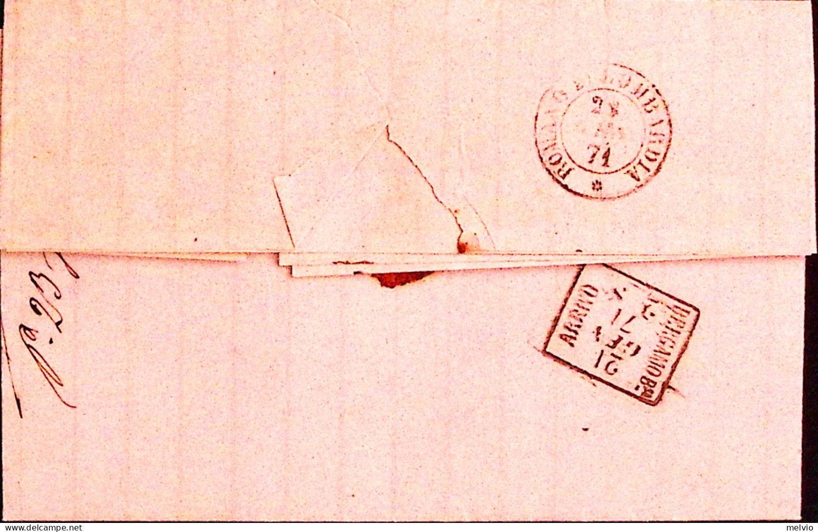 1871-CARVICO C.2 (21.1) + Punti Su Lettera Completa Testo Affrancata C.20 (L26) - Marcophilie