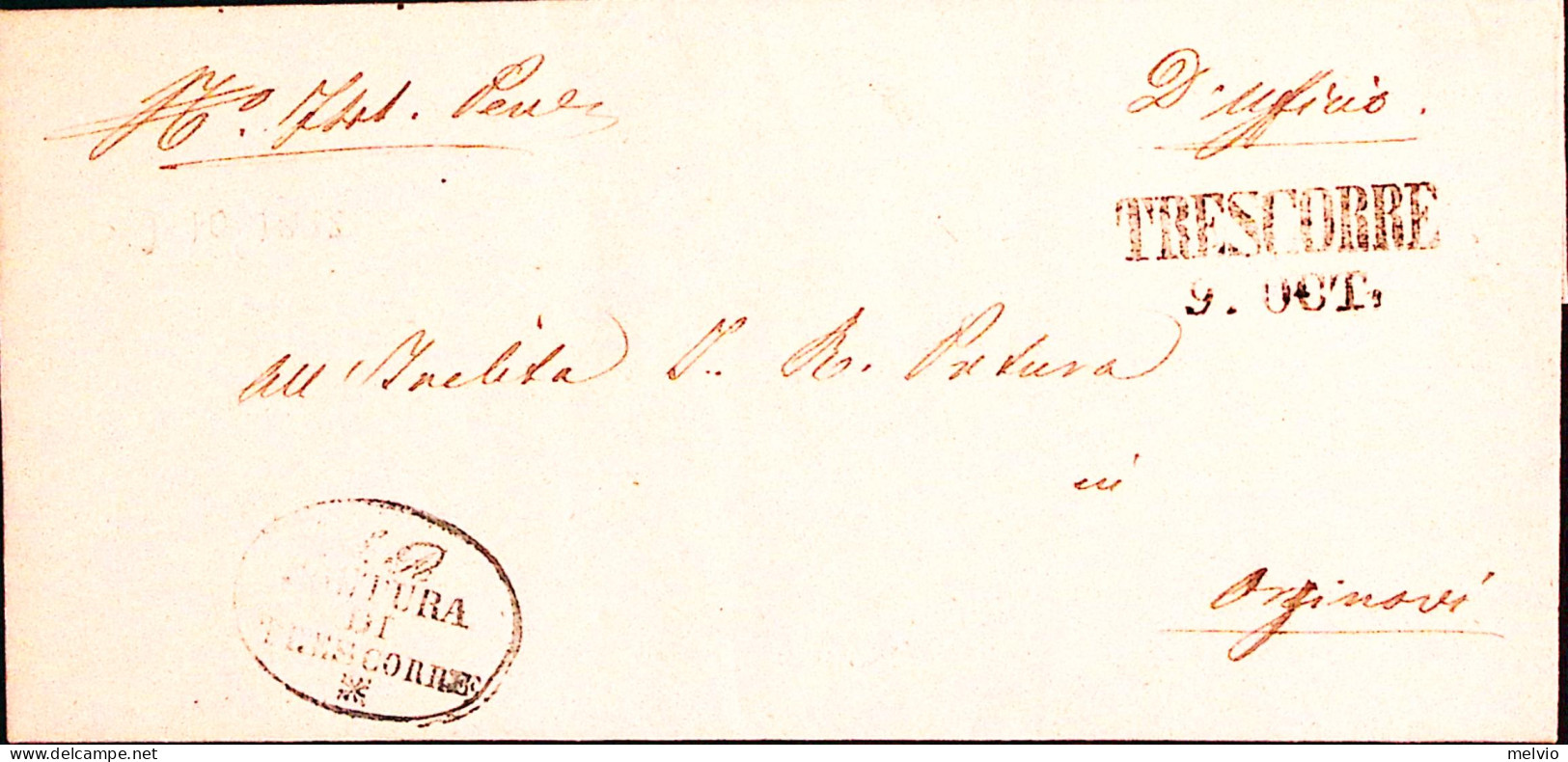 1855-LOMBARDO VENETO Trescorre SD (9.10) Su Piego - Lombardo-Vénétie