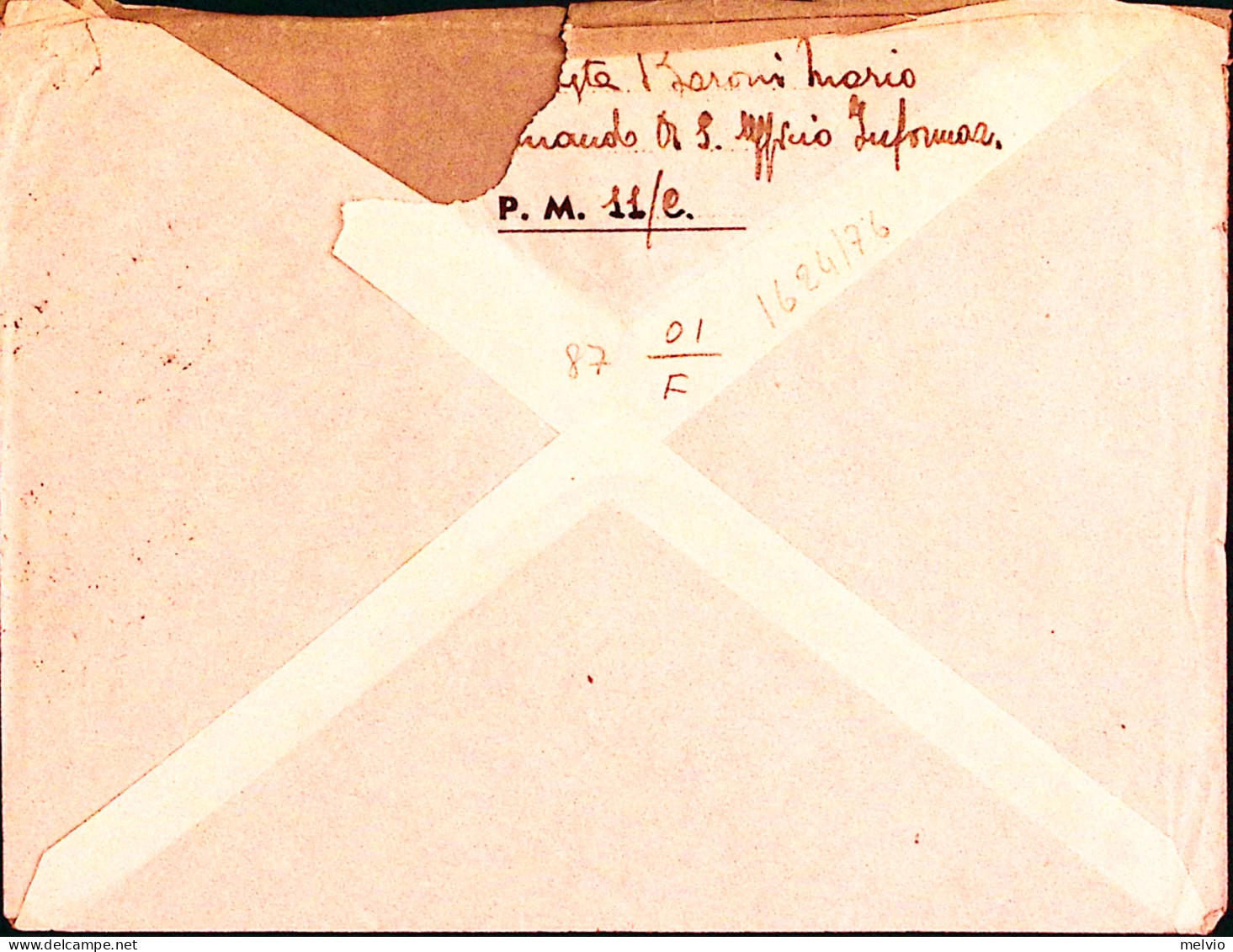 1942-Posta Militare/n. 27 C.2 (24.4) Su Busta (Partito Nazionale Fascista) Via A - Marcophilie
