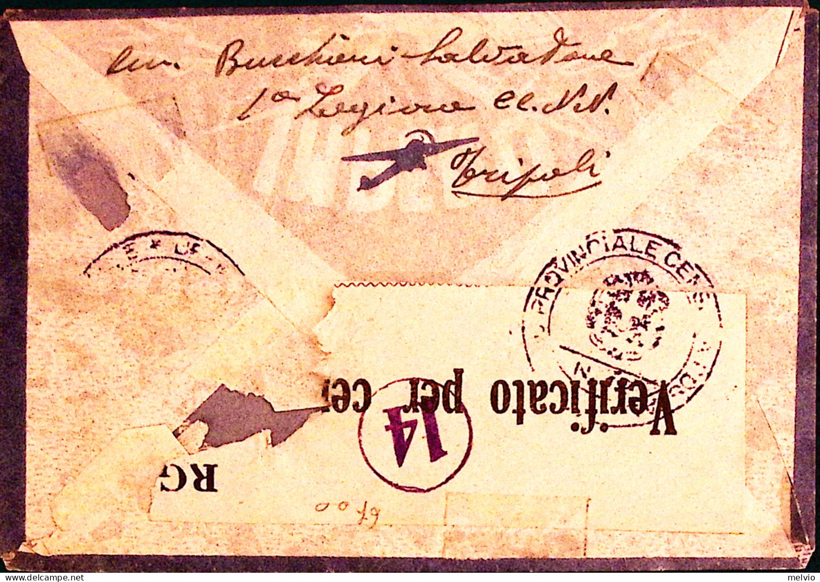 1941-LIBIA Tripoli/Corrispondenze E Pacchi C.2 (1.10) Su Busta Via Aerea Affranc - Libië