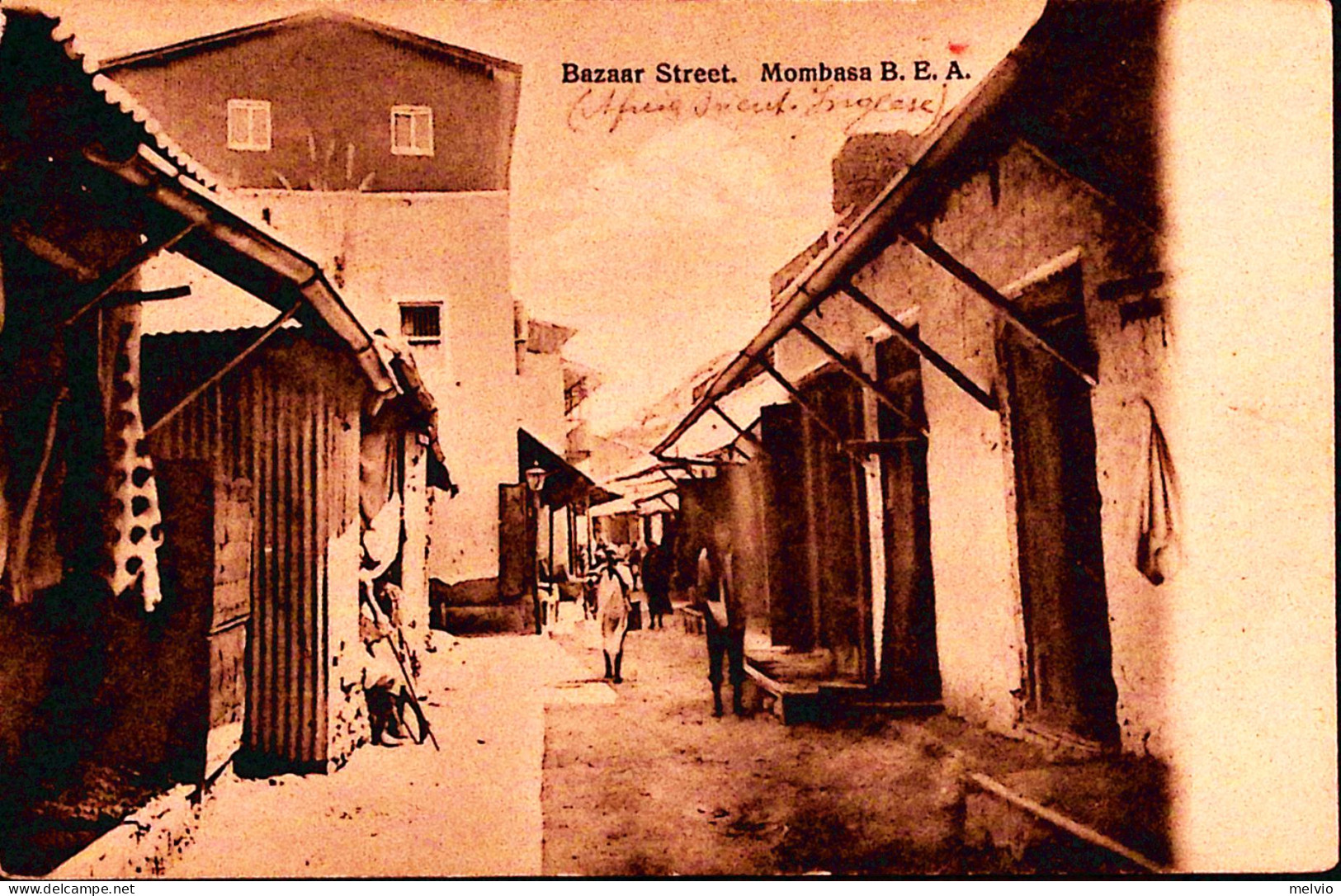 1912-Mombasa B.E.A. Bazaar Street Cartolina Viaggiata Affrancata Somalia C.5/a.2 - Somalia