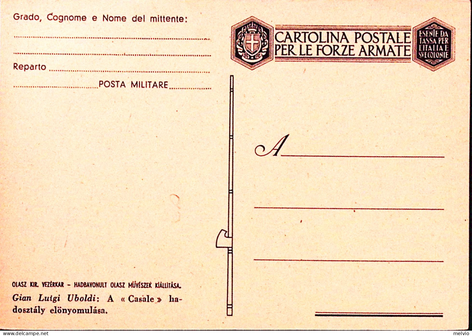 1941-Cartolina Franchigia G.L. Uboldi "Divisione Casale In Marcia" Con Scritte I - Marcophilie