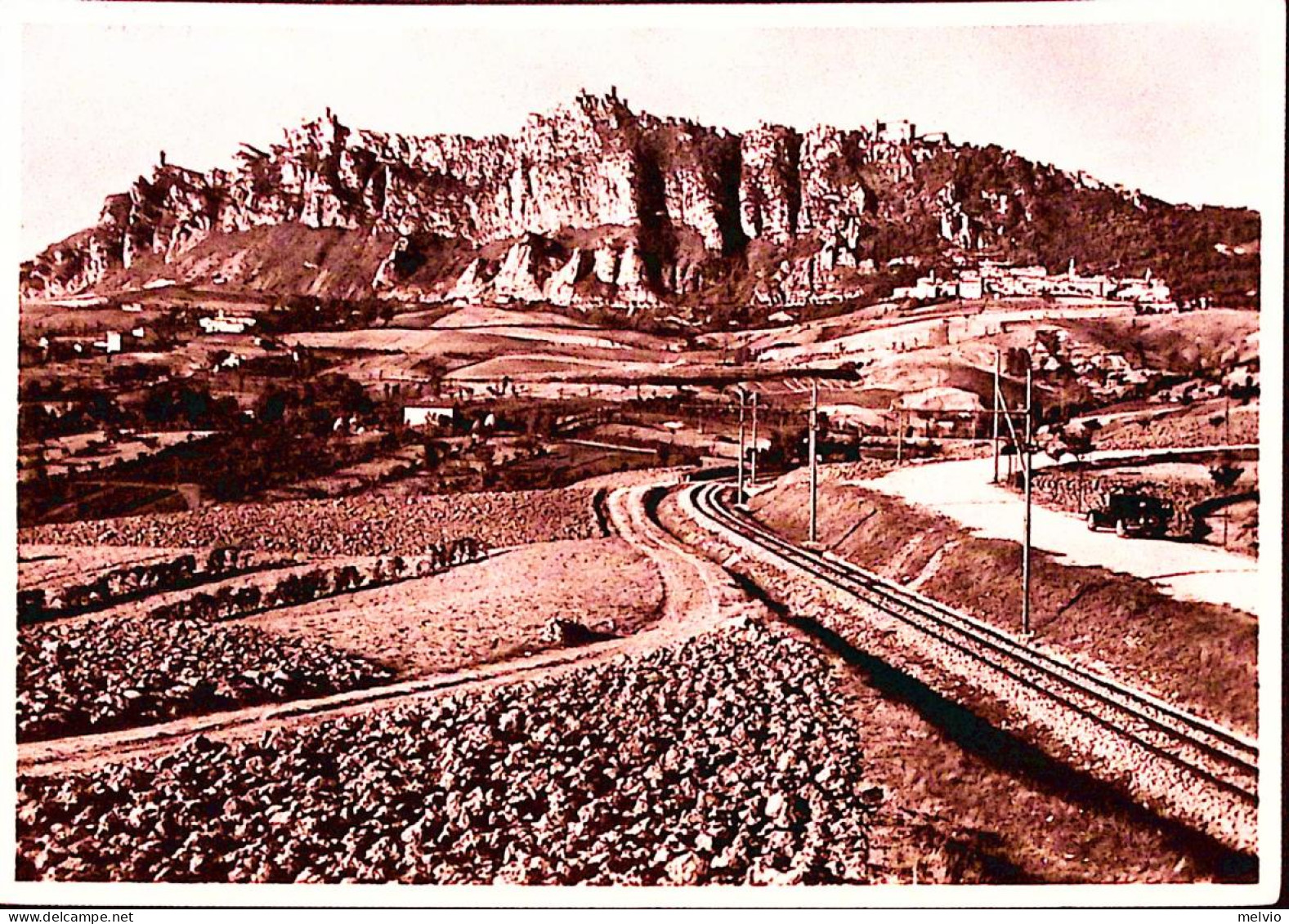 1949-SAN MARINO Panorama Del Monte Titano Viaggiata Affrancata Paesaggi Lire 5 - Storia Postale