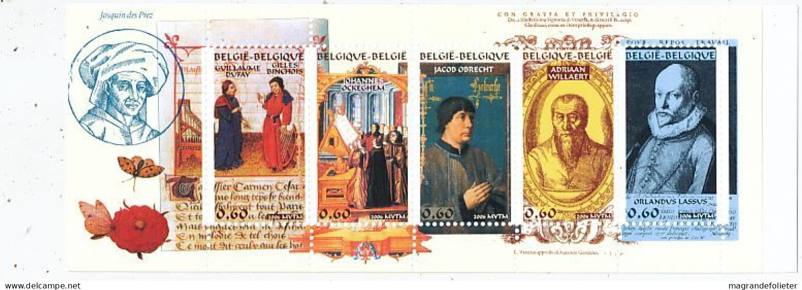 TIMBRE  ZEGEL STAMP  BELGIQUE CARNET B59 LES POLYPHONISTES DE LA RENAISSANCE  XX - 1997-… Validità Permanente [B]