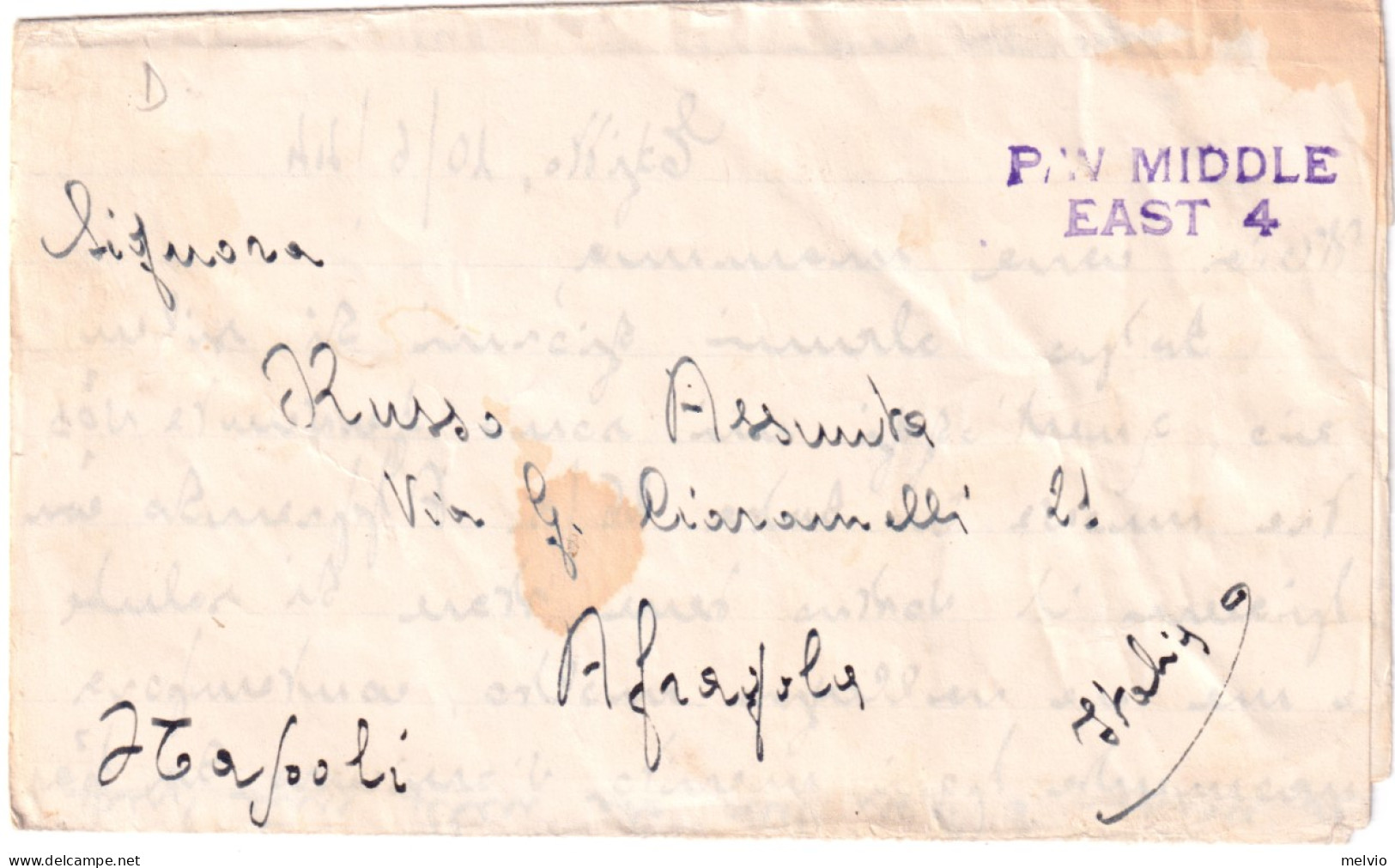 1944 POW CAMP 307 SATELLITE Manoscritto Al Verso Di Biglietto Franchigia Da Prig - Marcophilie