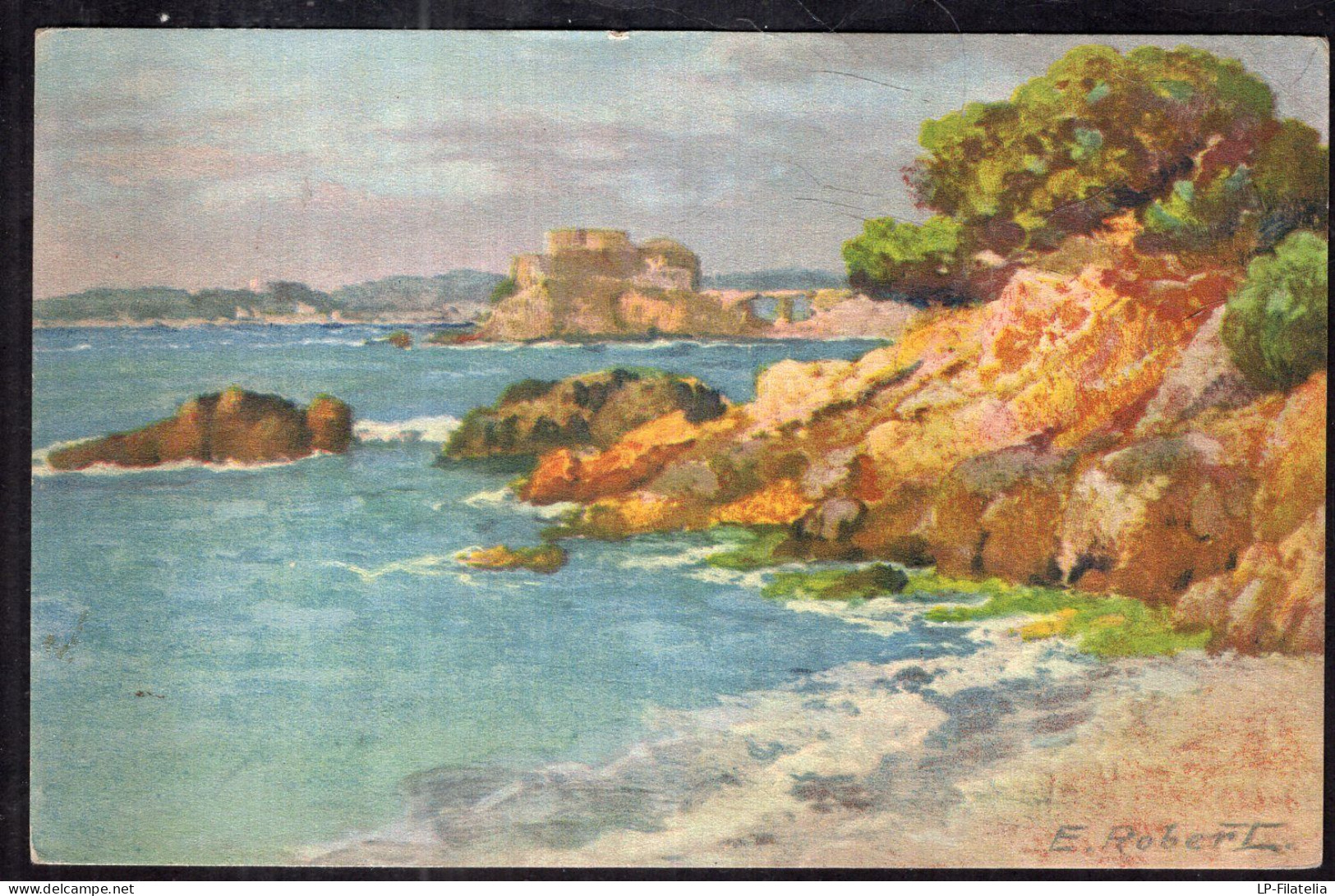 France - 1936 - Art - Painting - E. Robert - Coastline - Malerei & Gemälde