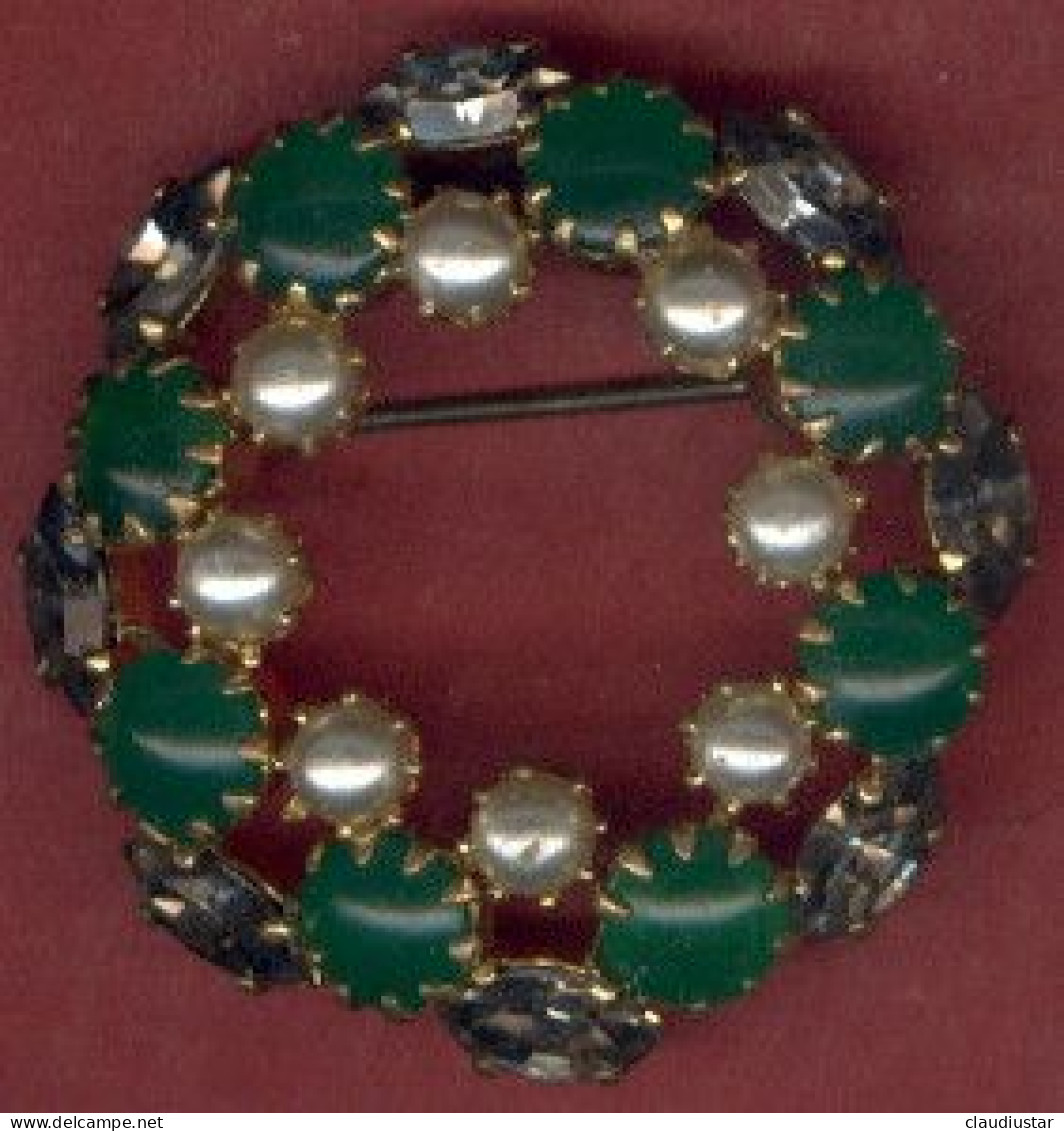 ** BROCHE  VERT  BLANC  BLEU ** - Broches