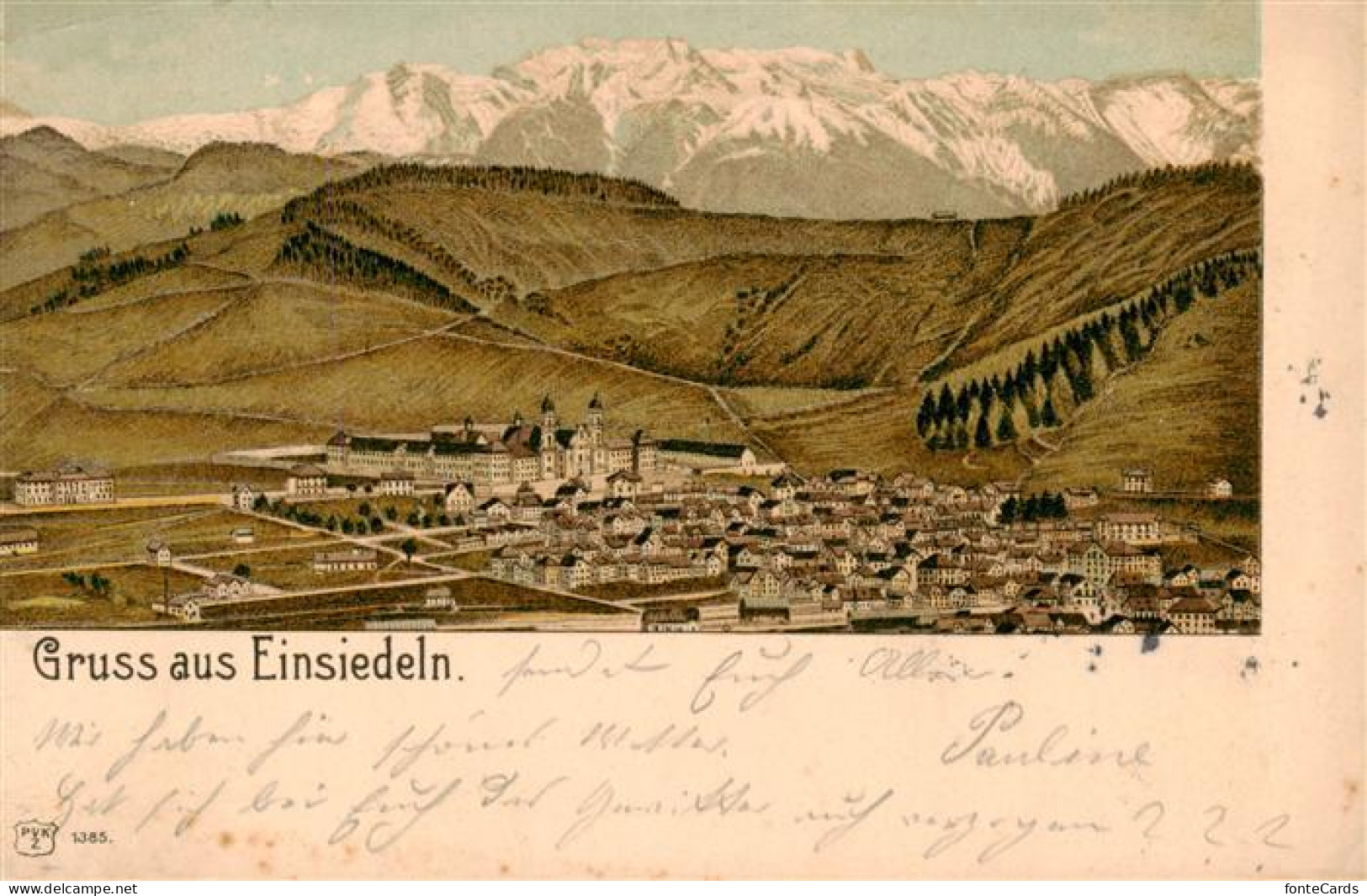 13921403 Einsiedeln__SZ Gesamtansicht Mit Alpenpanorama Litho - Otros & Sin Clasificación