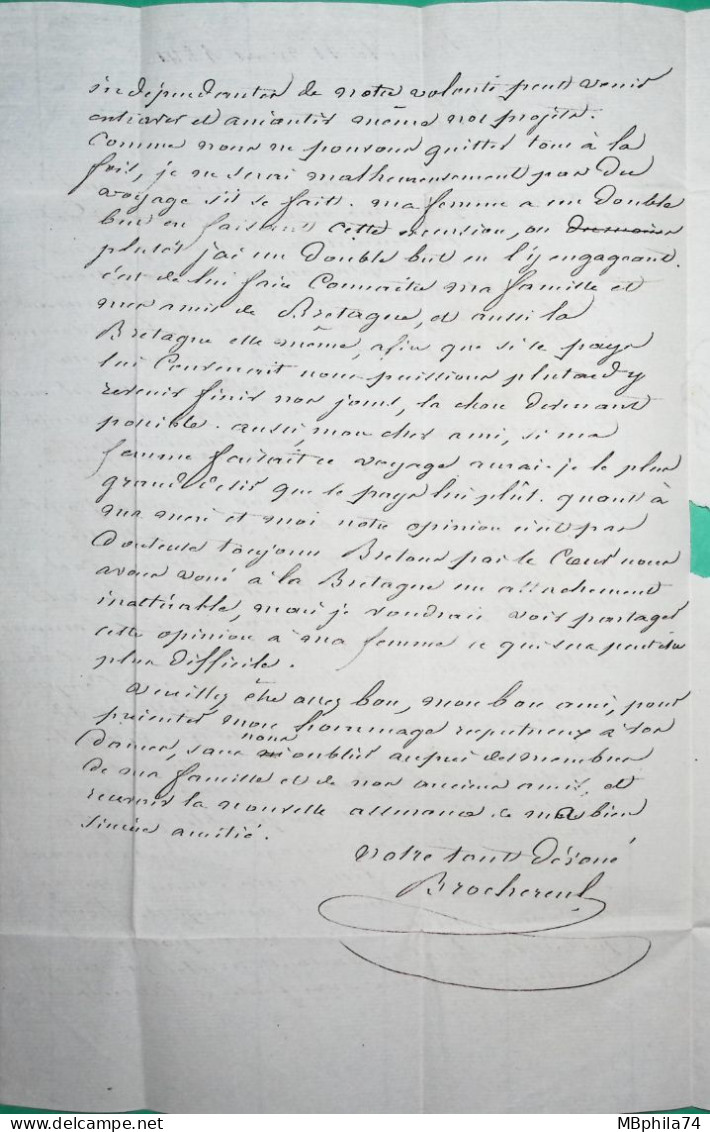 CAD TYPE 15 CROISY LA HAYE SEINE INFERIEURE PP PORT PAYE POUR LANNION COTES DU NORD 1841 LETTRE COVER FRANCE - 1801-1848: Precursori XIX