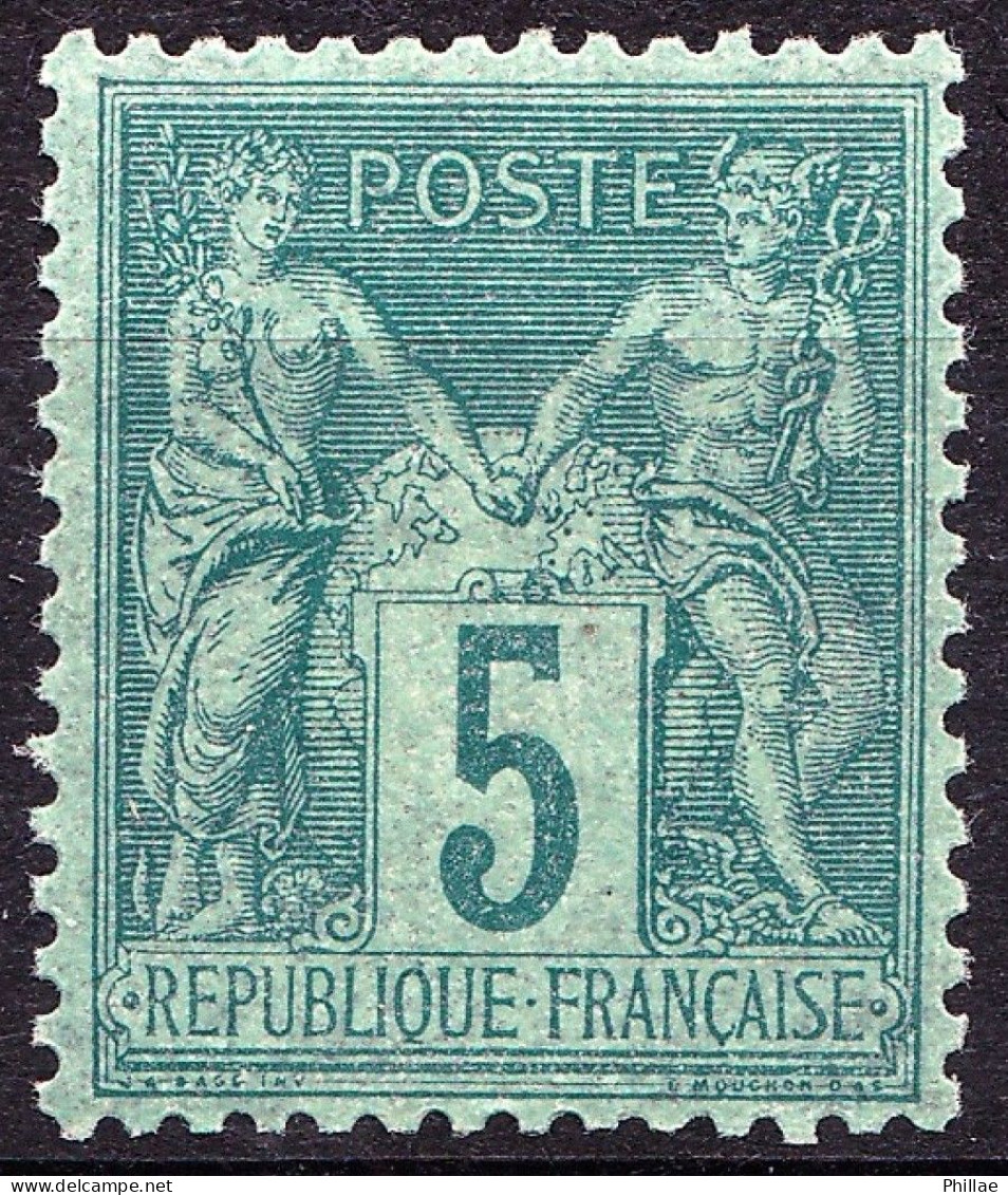 75 - 5c Vert Sage Type II (N/U) - Neuf N** (cote YT : + 50%) - Très Bon Centrage (cote YT : + 50%) - LUXE. - 1876-1898 Sage (Tipo II)