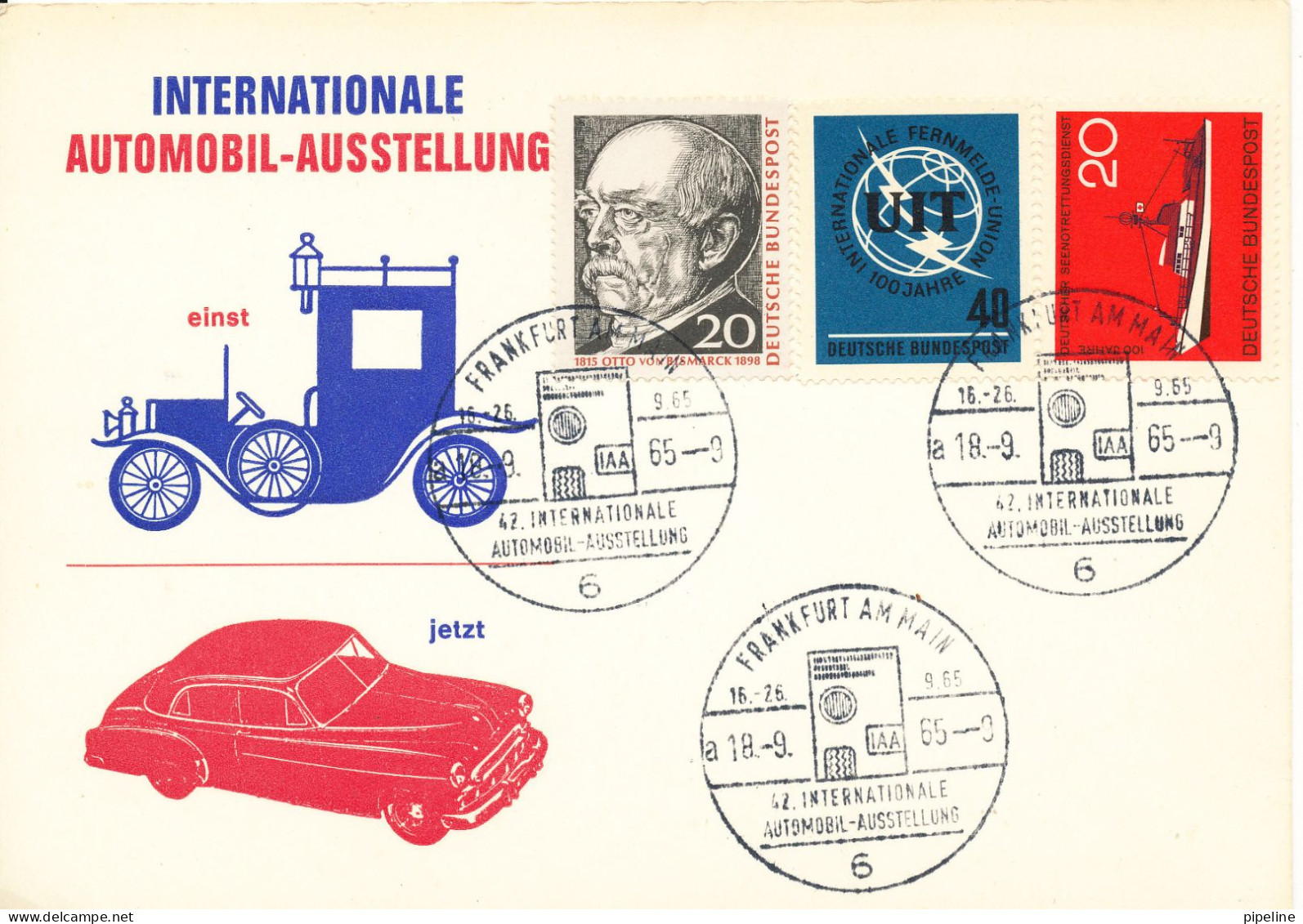 Germany Special Card International CAR Exhibition Frankfurt 18-9-1965 With Nice Cachet - Briefe U. Dokumente