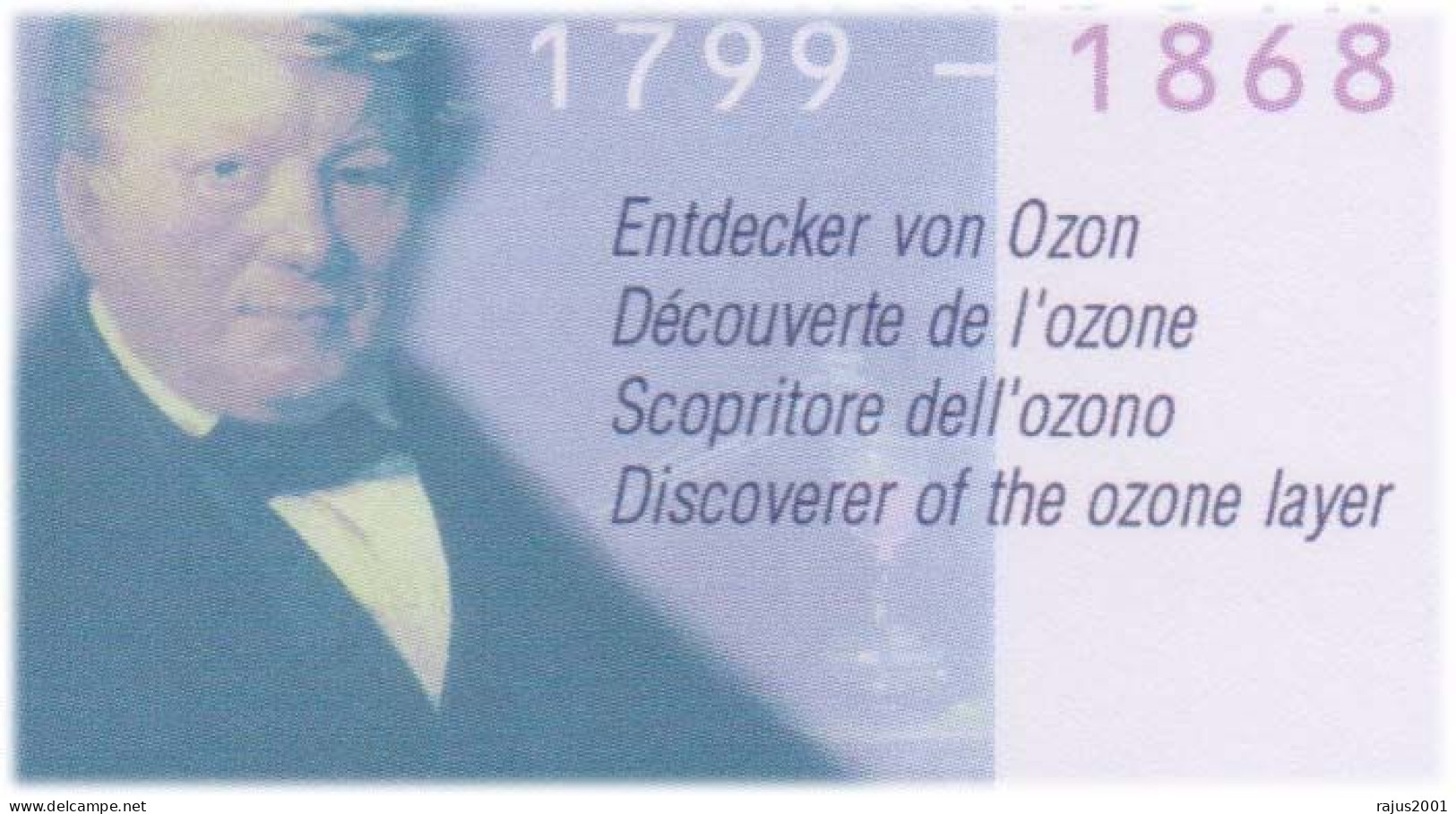 Christian Friedrich Schonbein Discoverer Of The Ozone Layer, Inventing The Fuel Cell, Chemist, Science, Switzerland FDC - Scheikunde