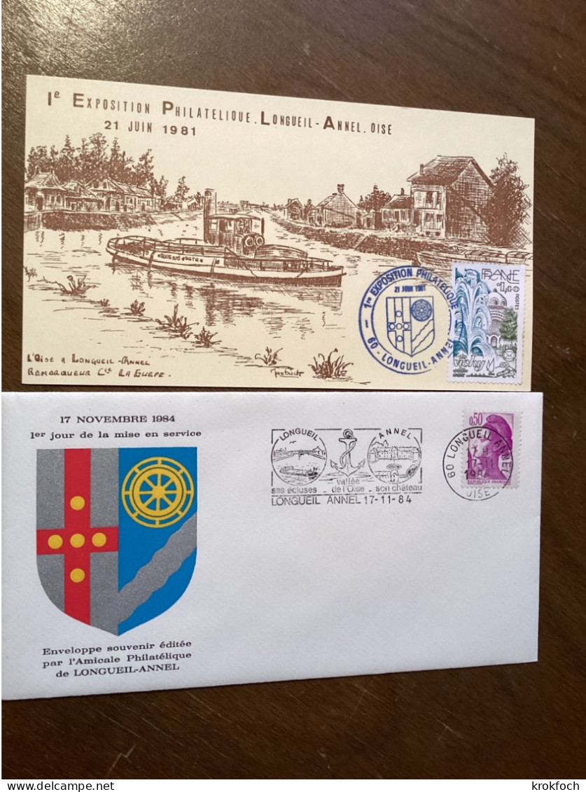 Longueuil Annel 60 - BT 1981 & Flamme 1984 - Péniche écluse Ancre - Commemorative Postmarks