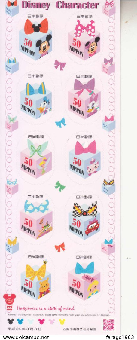 2013 Japan Disney Characters Winnie The Pooh Monsters Inc. Toy Story Dumbo Miniature Sheet Of 10 MNH - Nuevos