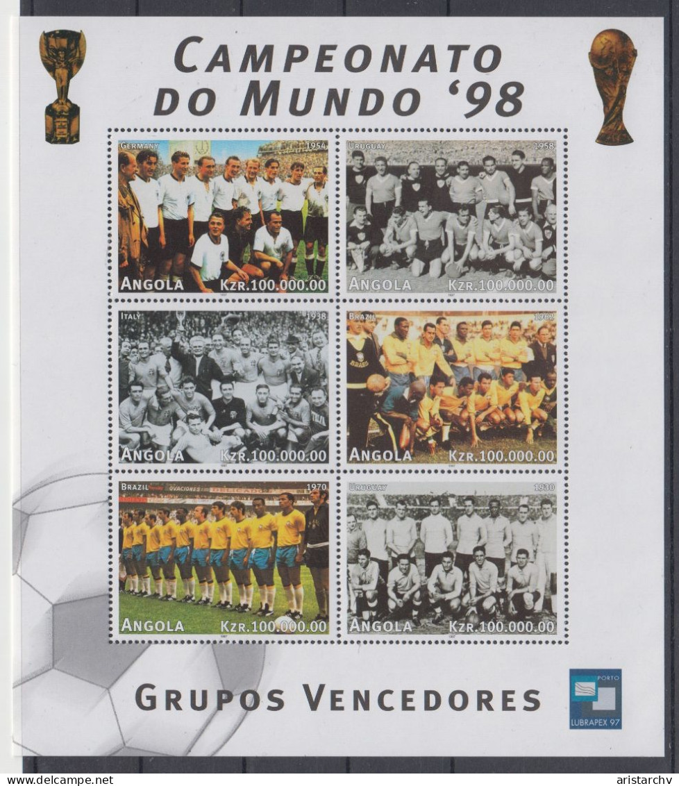 ANGOLA 1998 FOOTBALL WORLD CUP 2 S/SHEETS AND 2 SHEETLETS - 1998 – Francia