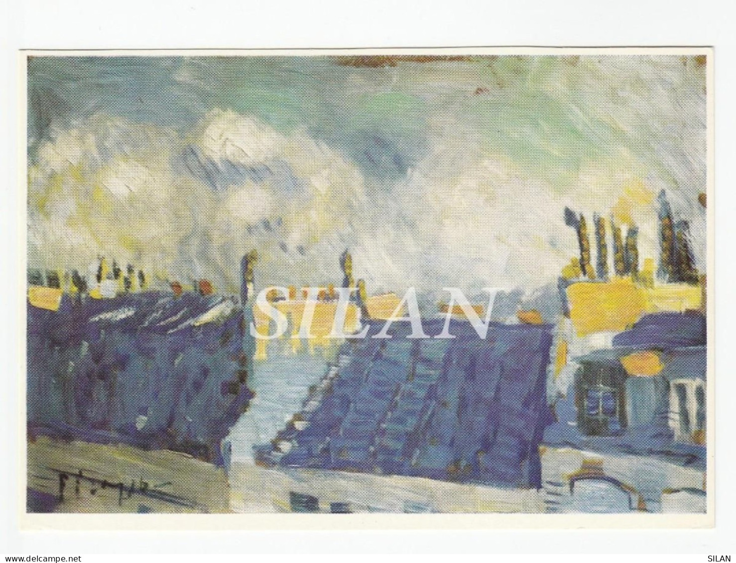 Postal Picasso, Blue Roofs, Impresa En Bandury Inglaterra / Carte Postale Picasso, Toits Bleus, Imprimée à Bandury - Peintures & Tableaux