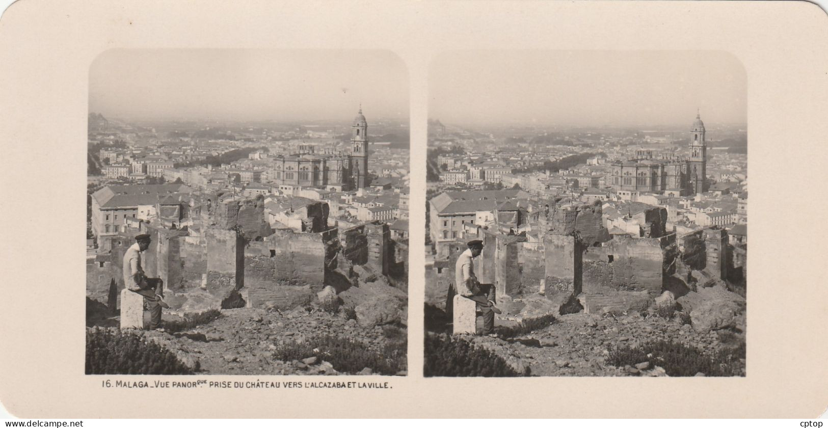 Malaga , L'alcazaba Et La Ville Photo 1905 Dim 18 X 9 Cm - Málaga