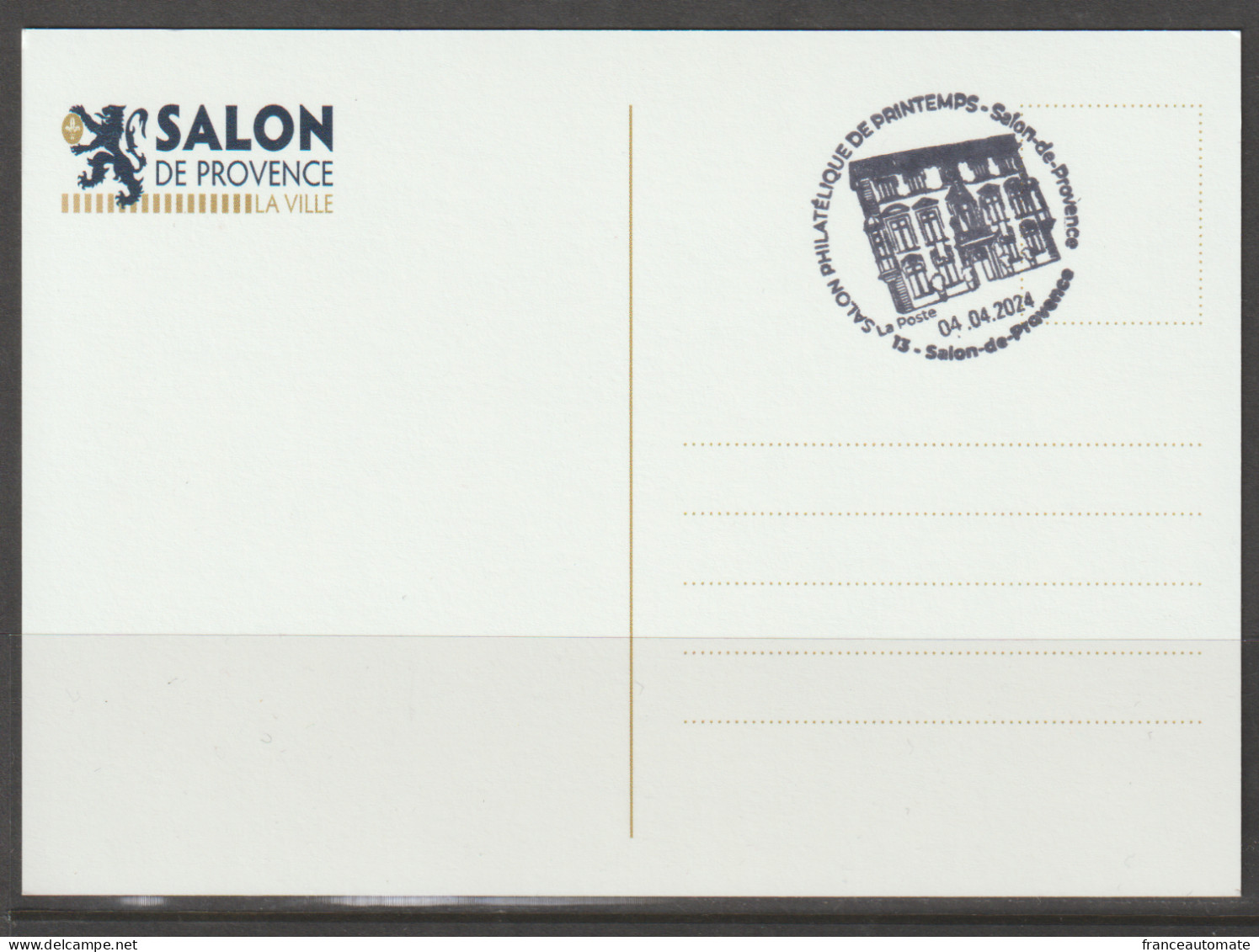 ATM, DD1.29€, Carte Maximum, Hotel De Ville, Salon De Provence, 4 Avril 24, Salon De Printemps. - 2010-... Illustrated Franking Labels