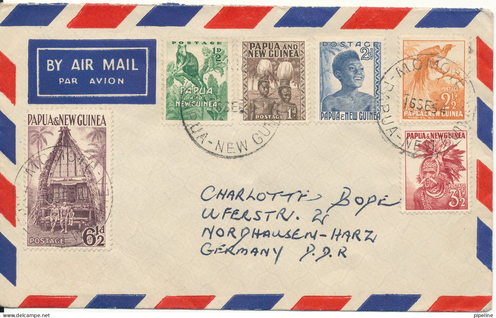 Papua New Guinea Air Mail Cover Sent To DDR 16-9-1954 With More Stamps Very Nice Cover - Papoea-Nieuw-Guinea