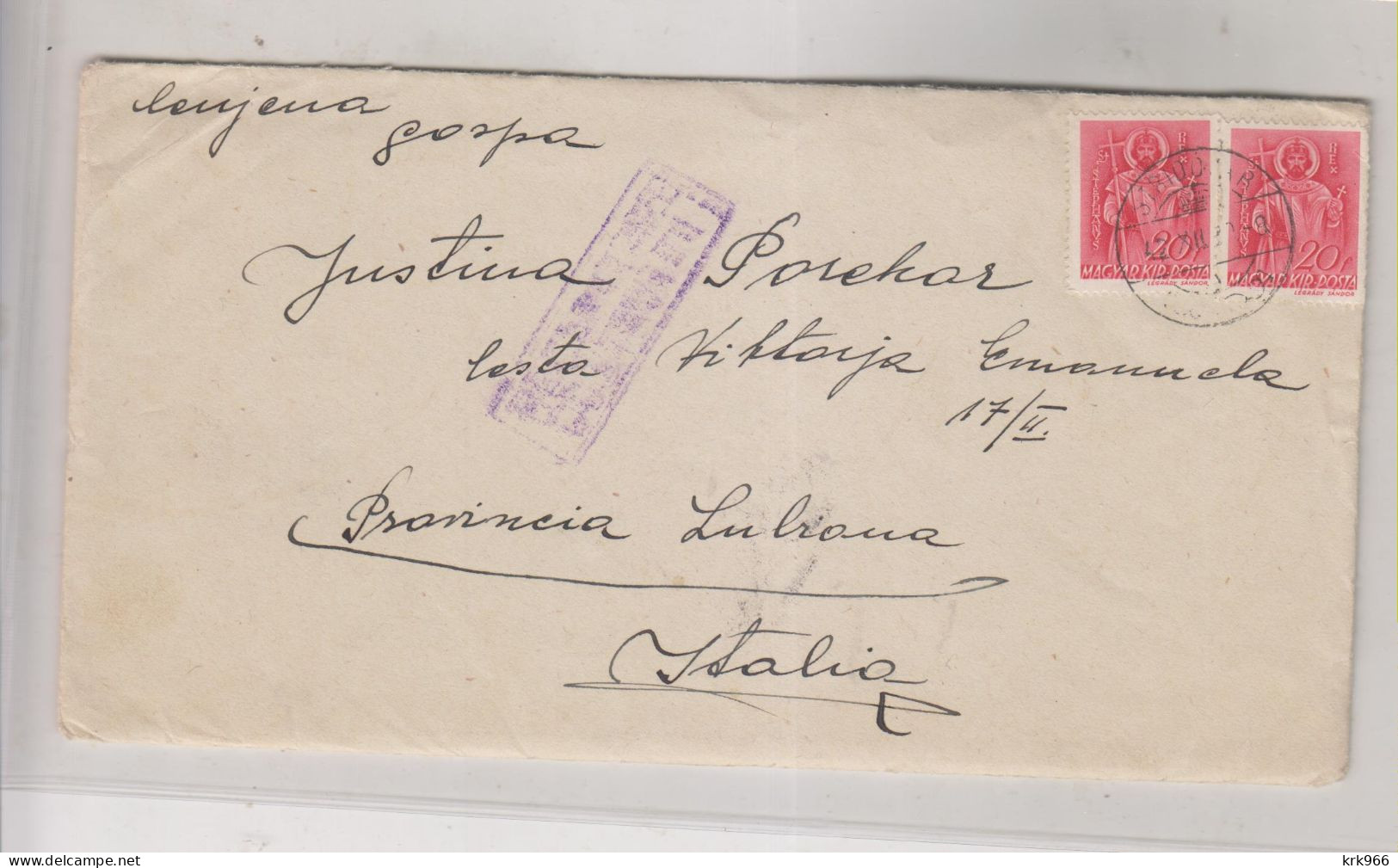 CROATIA WW II 1942 HUNGARY STRIDOVAR STRIGOVA Nice  Cover To LJUBLJANA SLOVENIA ITALY - Kroatië