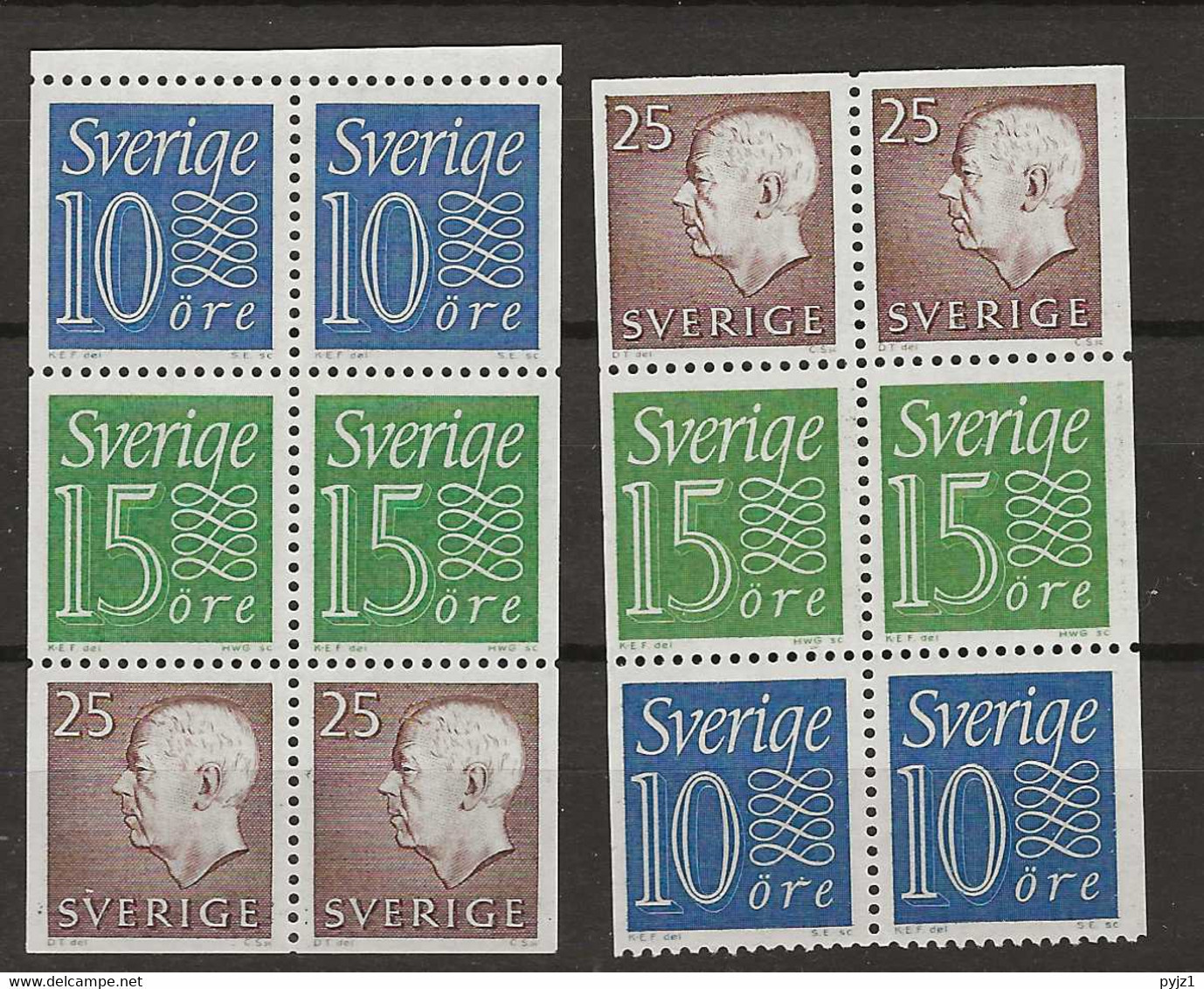 1962 MNH Sweden Booklet Panes Mi 470 - H-blatt 33-34 - Ongebruikt