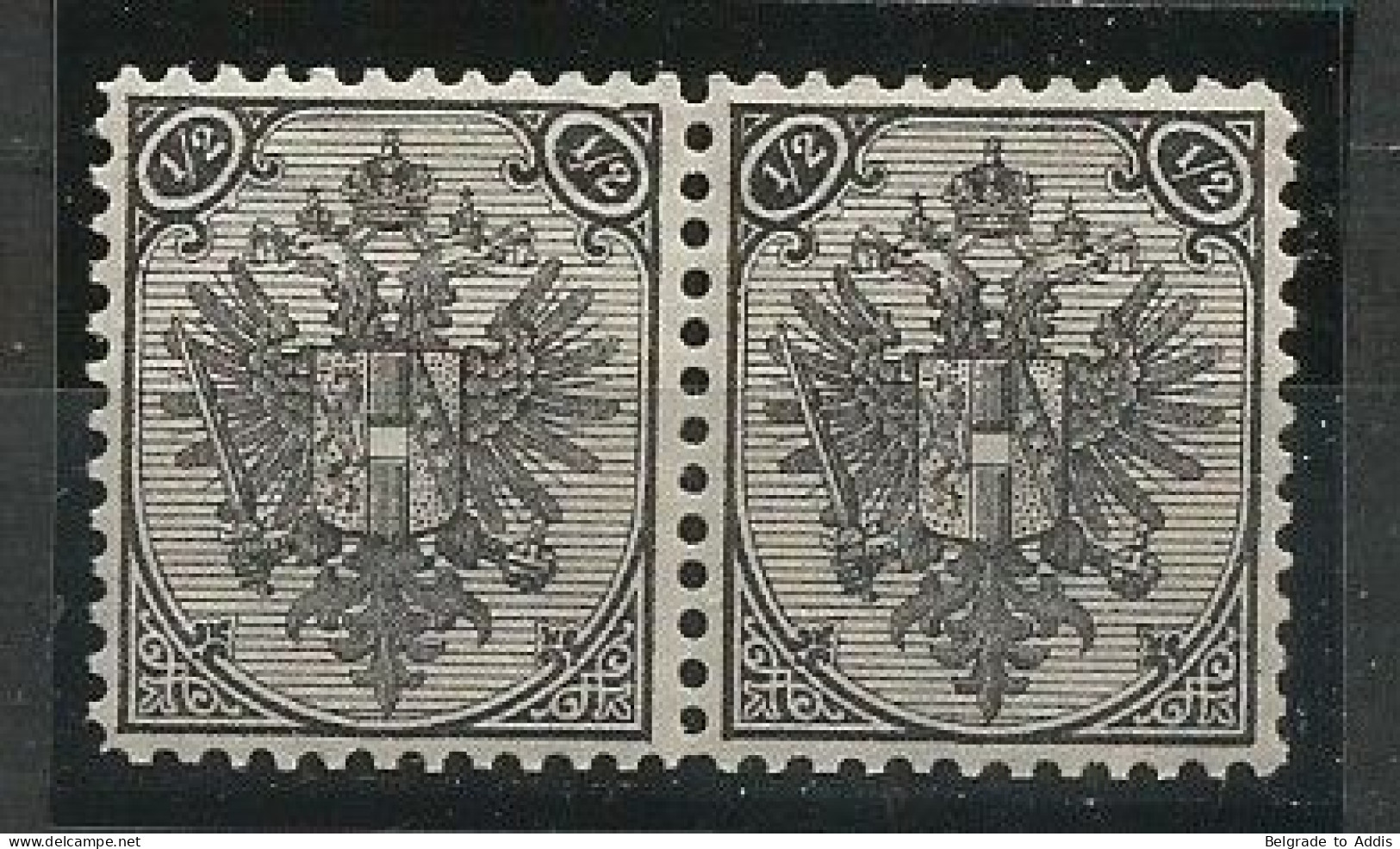 Bosnia Bosnien K.u.K. Austria Hungary Mi.9IIC Wz Perforation 11½ In Pair With WATERMARK MNH / ** 1895 - Bosnie-Herzegovine