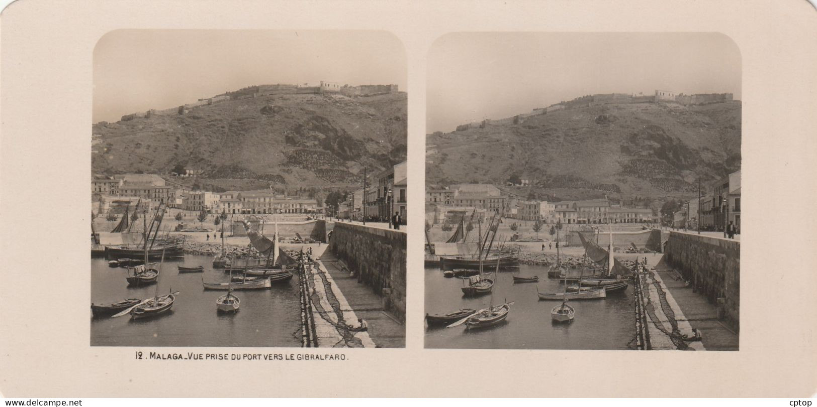 Malaga , Vue Prise Du Port Vers Le Gibralfaro  Photo 1905 Dim 18 X 9 Cm - Málaga