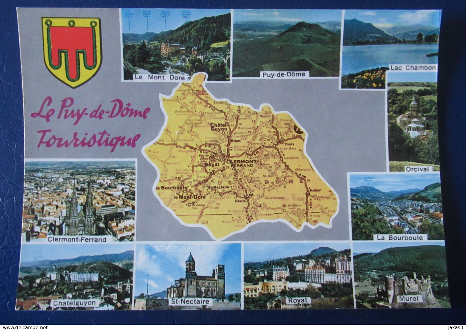 CPM CARTE POSTALE  CARTE GÉOGRAPHIQUE LE PUY DE DOME TOURISTIQUE ET MULTI-VUES - Mapas