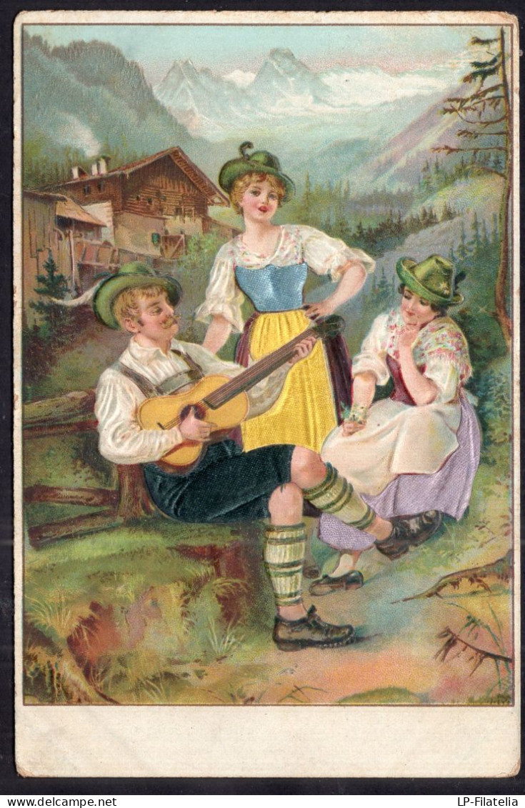 Deustchland - Illustration - Man - Women - German Traditional Costumes - Trachten
