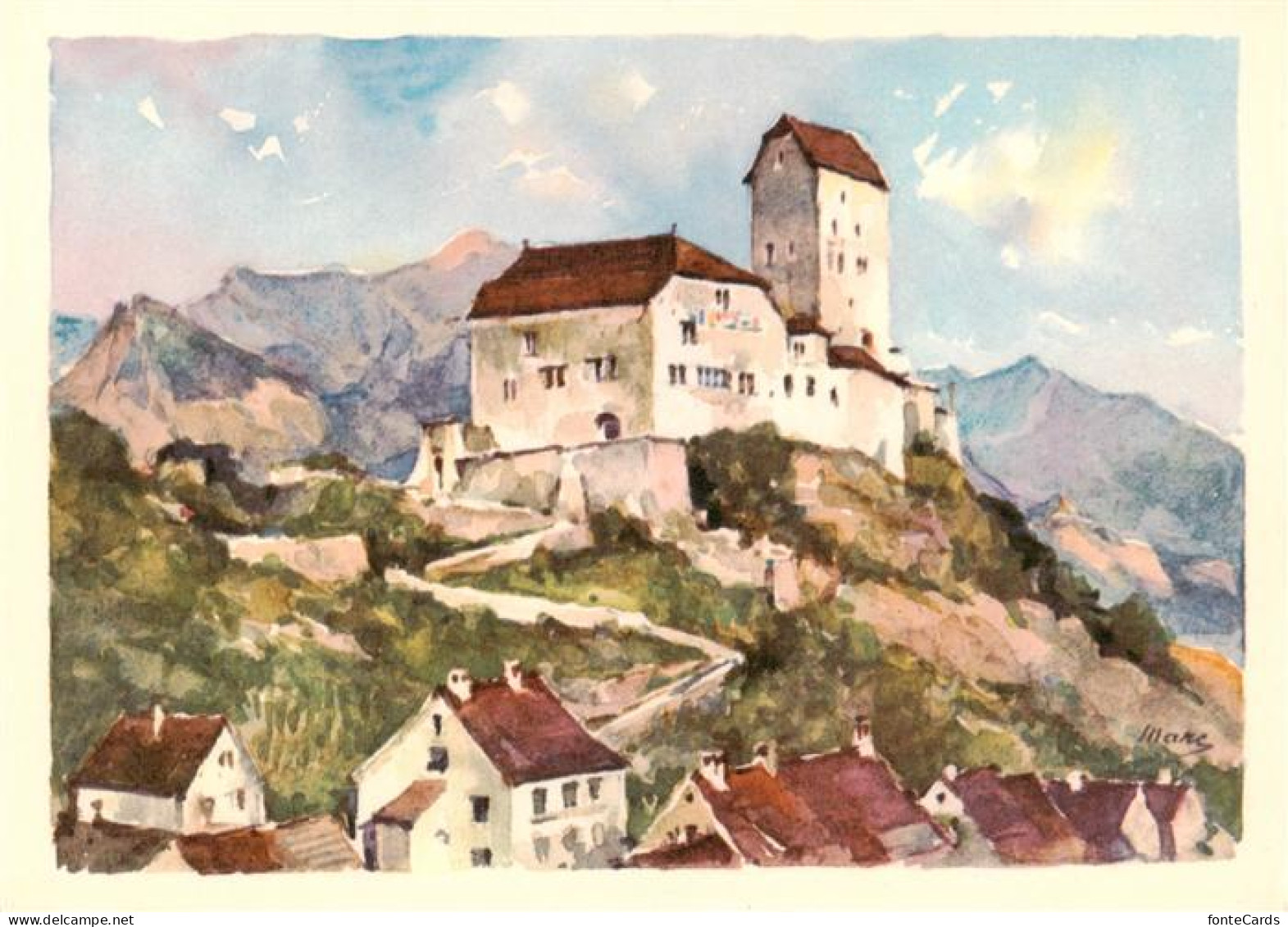 13920206 Sargans_SG Schloss Sargans Kuenstlerkarte - Other & Unclassified