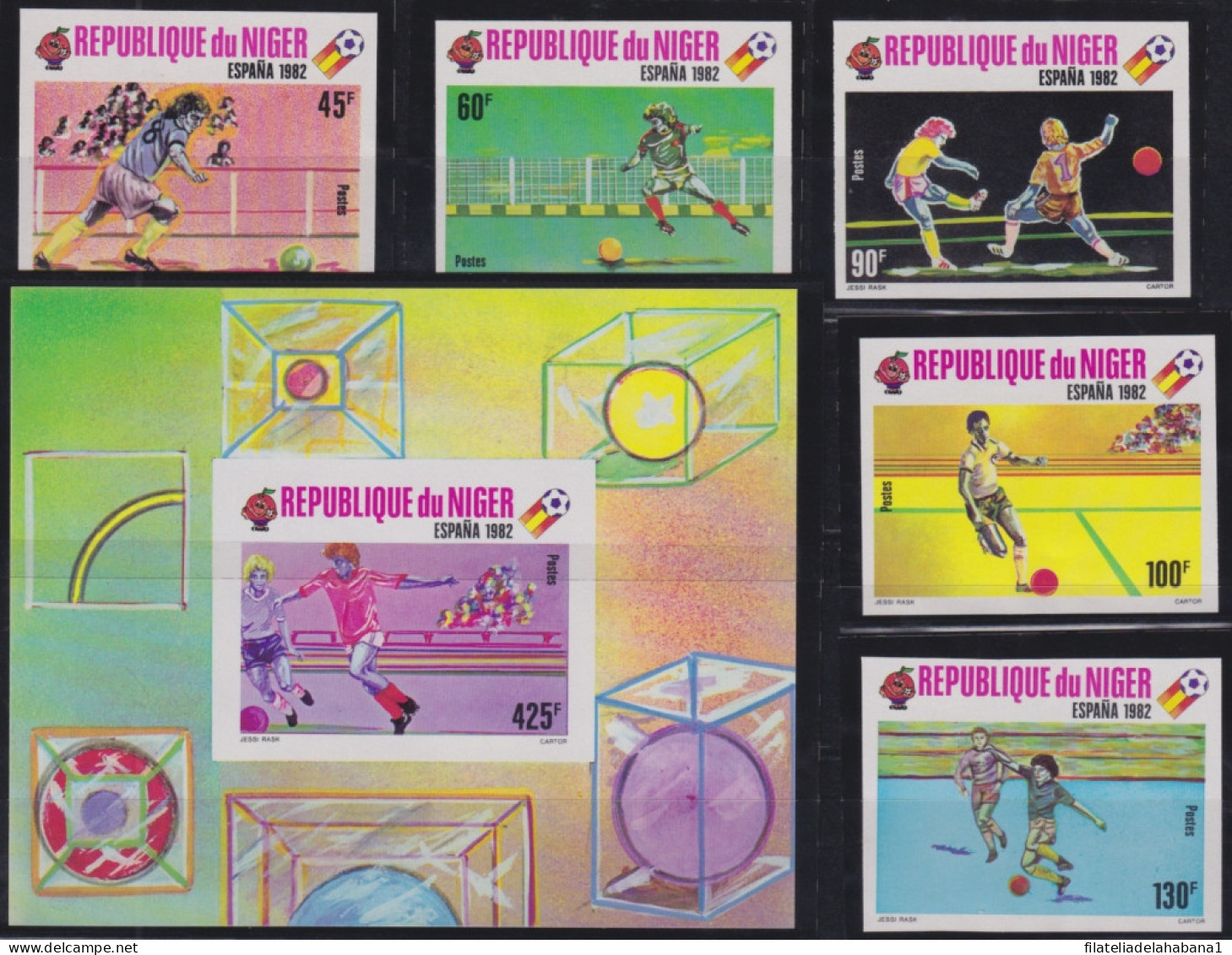 F-EX49398 NIGER MNH 1982 IMPERFORATED SET CHAMPIONSHIP CUP SOCCER FOOTBALL.  - 1982 – Espagne