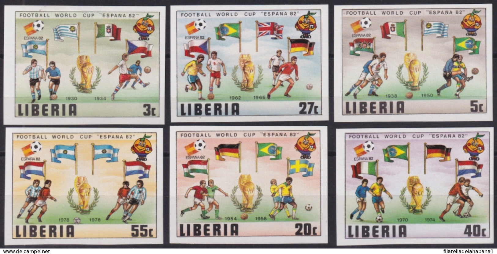 F-EX49510 LIBERIA MNH 1982 IMPERF SET CHAMPIONSHIP CUP SOCCER FOOTBALL.  - 1982 – Espagne