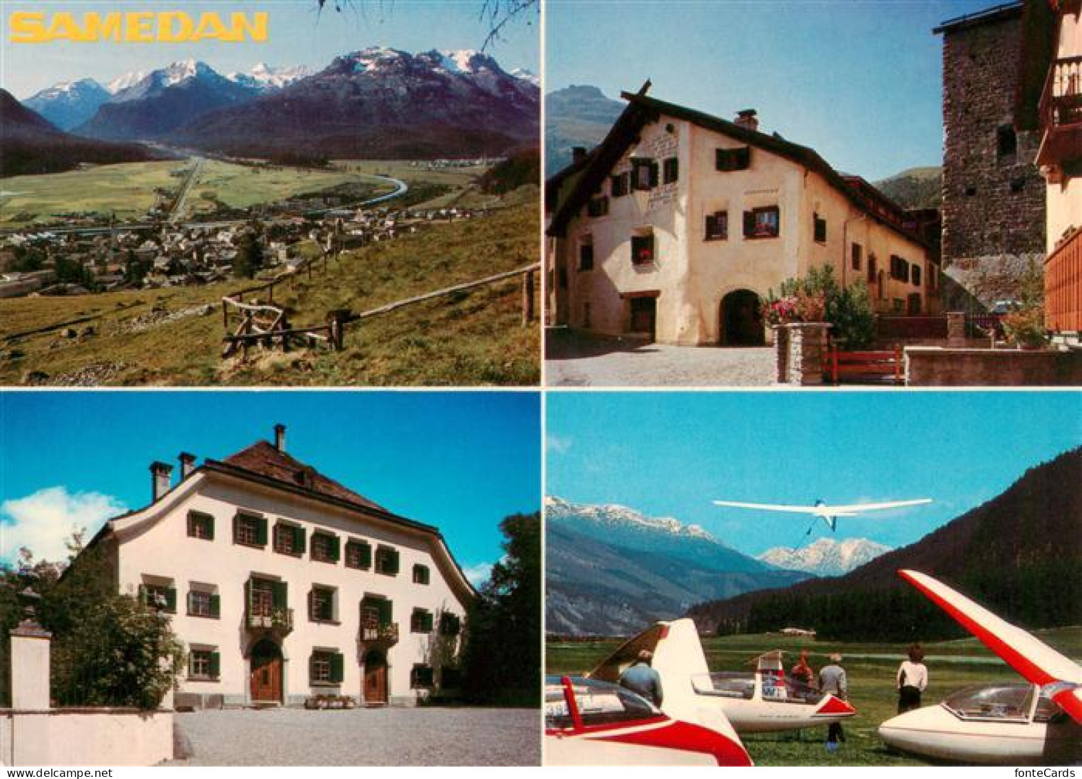 13920098 Samedan_Samaden_GR Panorama Gasthaeuser Segelflugplatz - Other & Unclassified