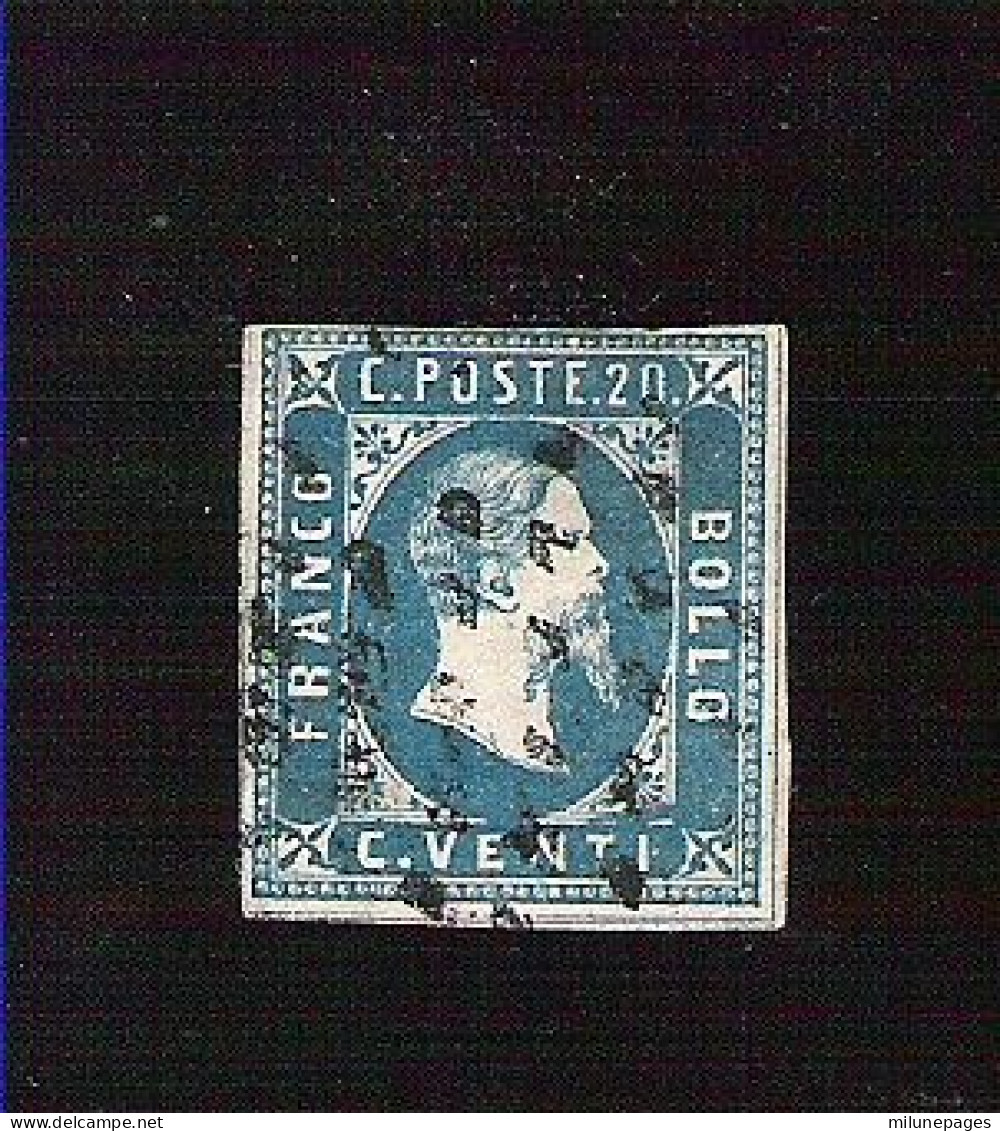 Italie Sardaigne Sardegna Yvert N°2 Effigie Vittorio Emanuele II - 20 Cent Bleu Azur Petite Charnière - Sardaigne