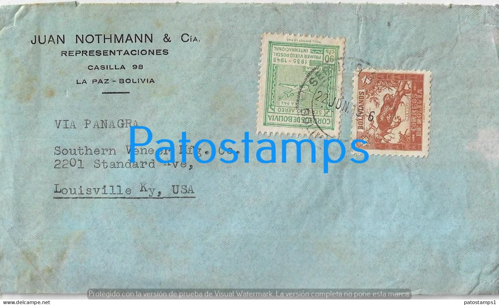 227653 BOLIVIA LA PAZ COVER CANCEL CIRCULATED TO US NO POSTAL POSTCARD - Bolivia