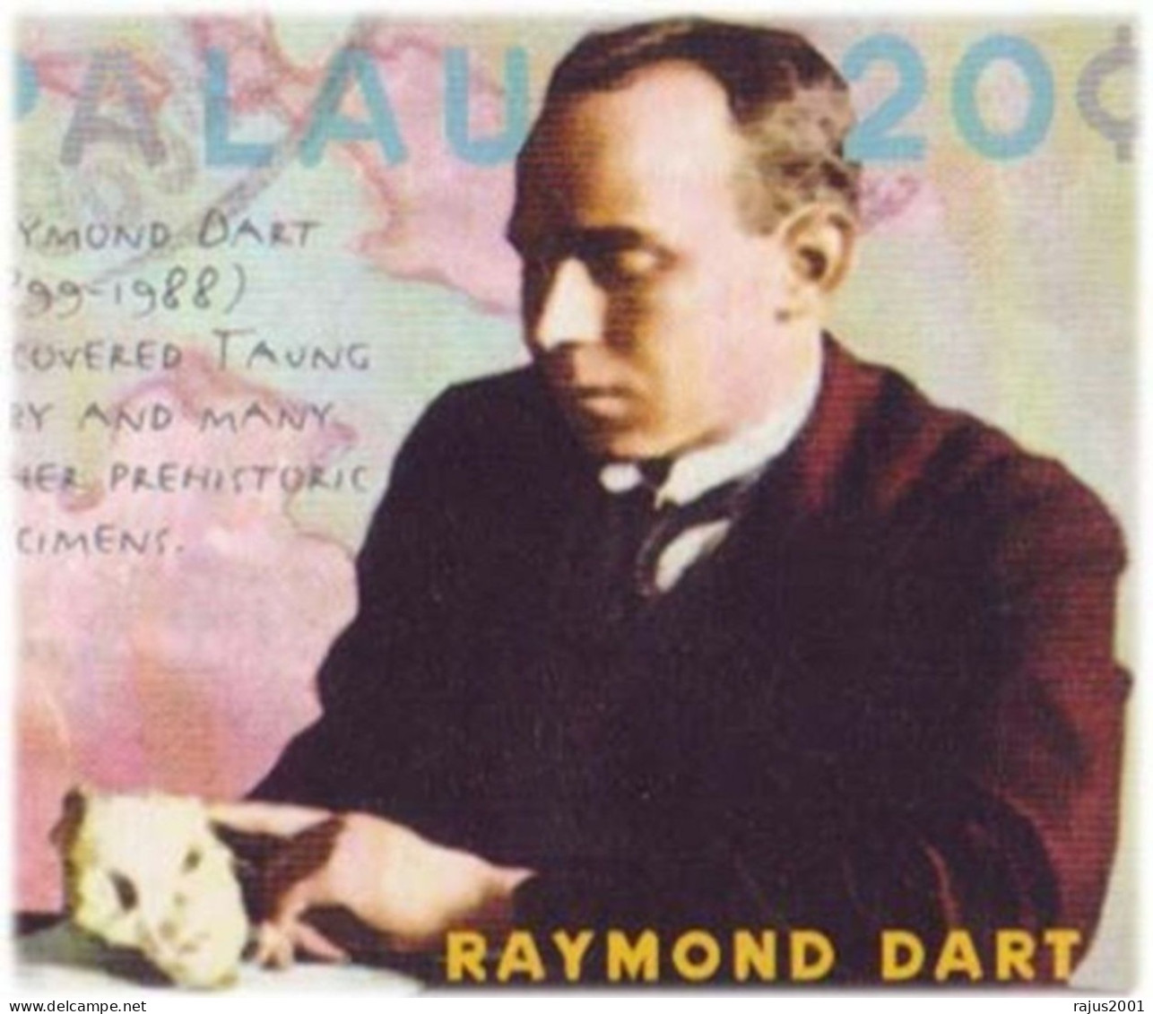 Raymond Dart, Paleontologist, Discovered Taung Baby, Skull, Homo Habilis, Lucy Skeleton, Graph, Archaeology, FDC Palau - Archäologie