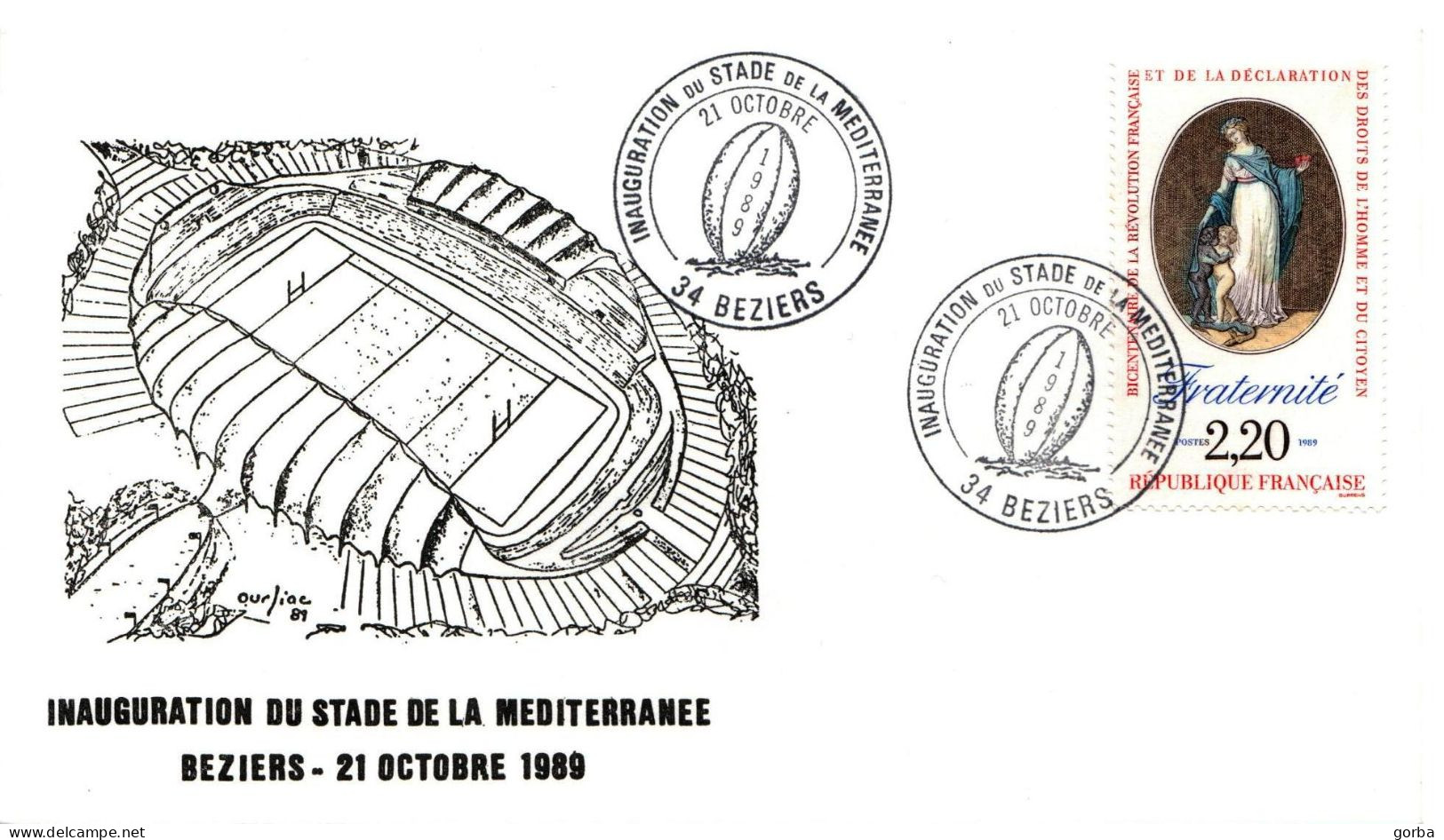 *Enveloppe Souvenir - Inauguration Stade De La Méditerranée De BEZIERS (34) - Aushilfsstempel