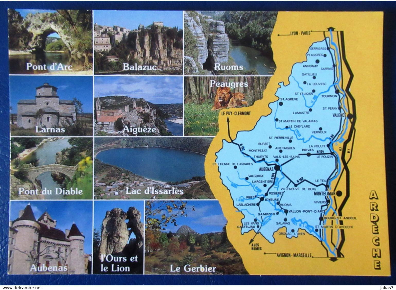 CPM CARTE POSTALE  CARTE GÉOGRAPHIQUE ARDÈCHE  ET MULTI-VUES - Landkaarten