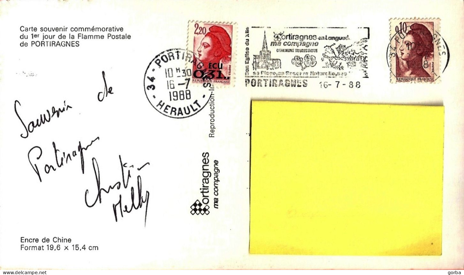 *Carte Souvenir Du 1er Jour De La Flamme Postale De PORTIRAGNES (34) - Temporary Postmarks