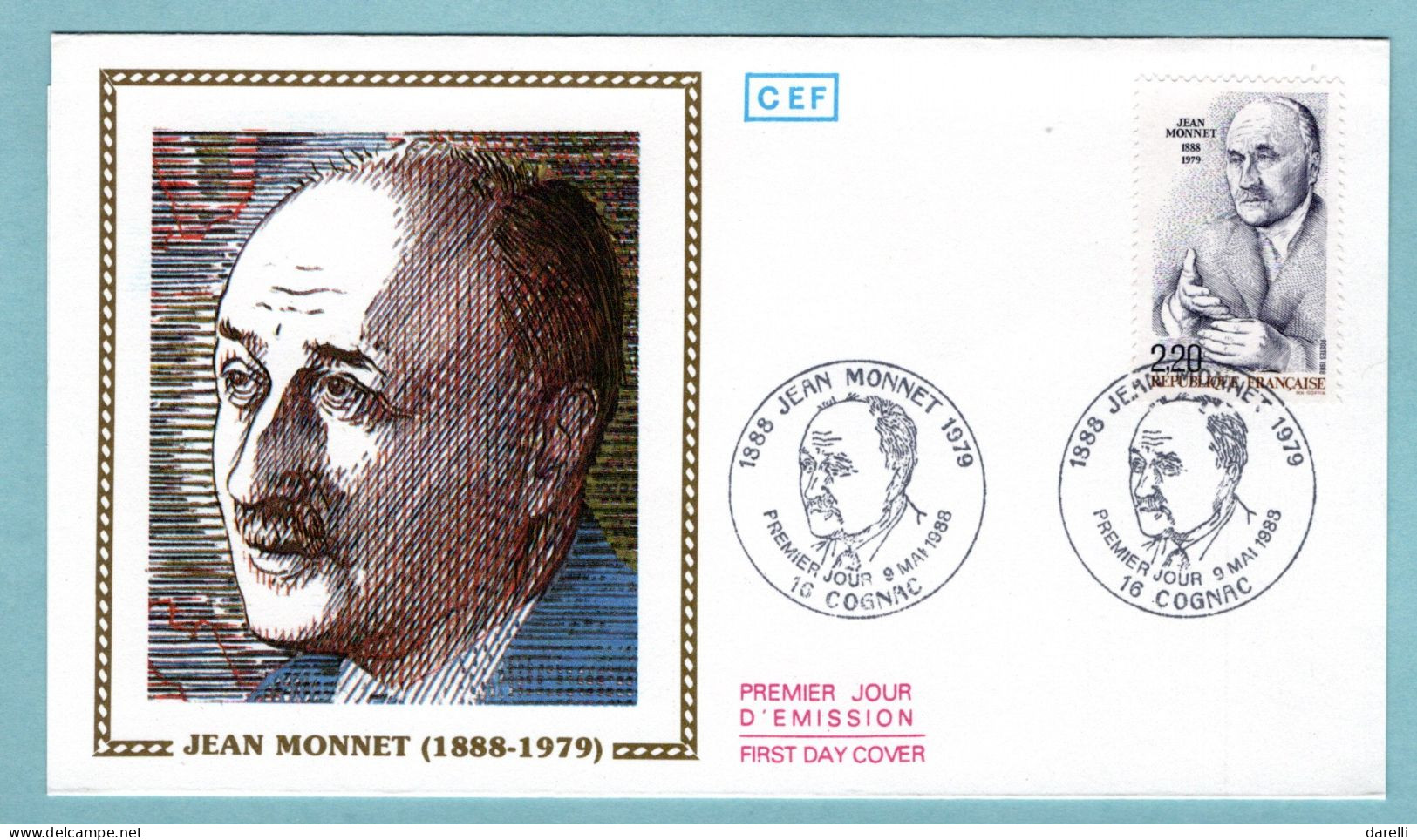 FDC France 1988 - Jean Monnet - YT 2533 - 16 Cognac - 1980-1989