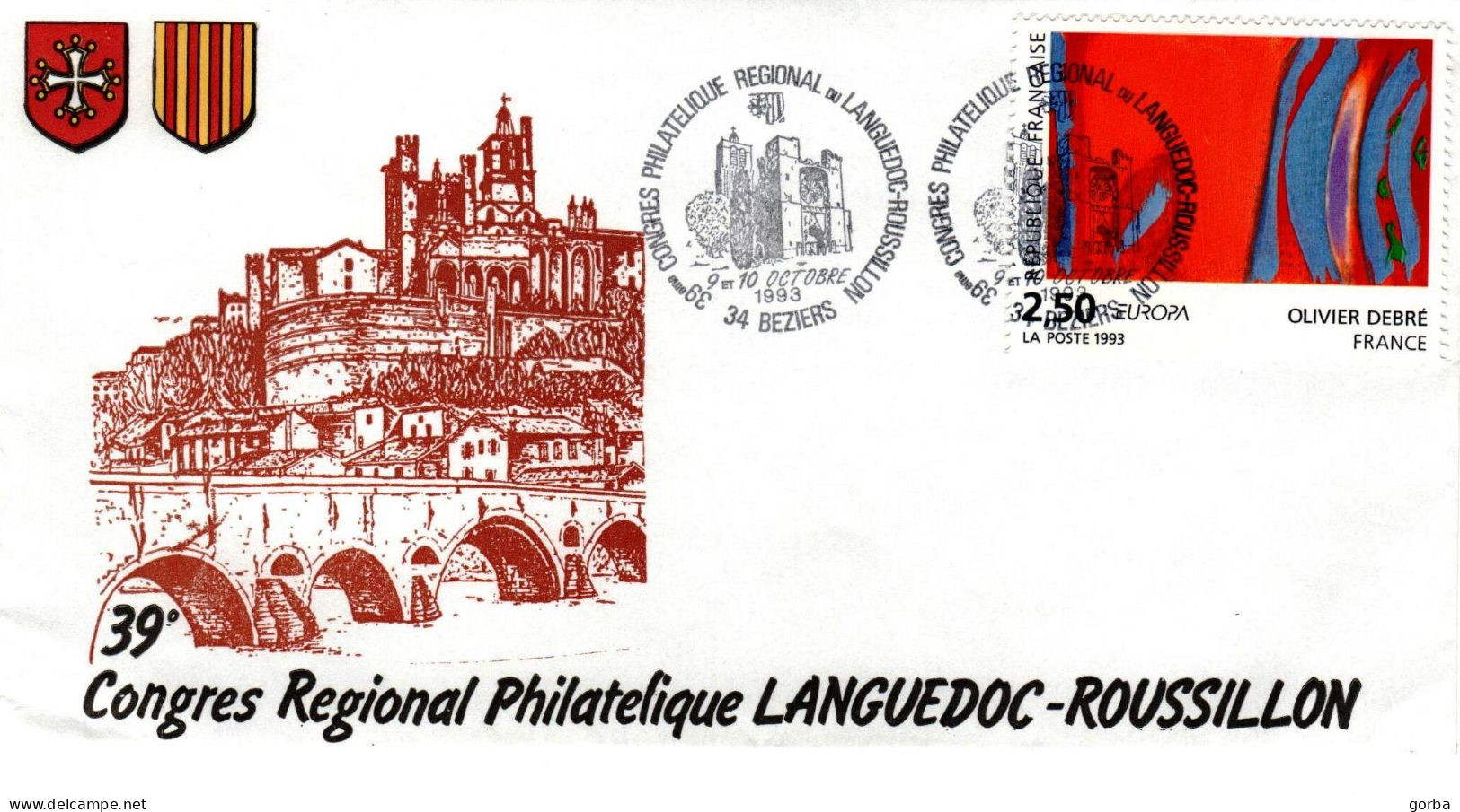 *2 Enveloppes Souvenir - 39è Congrès Régional Languedoc. BEZIERS (34) - Temporary Postmarks