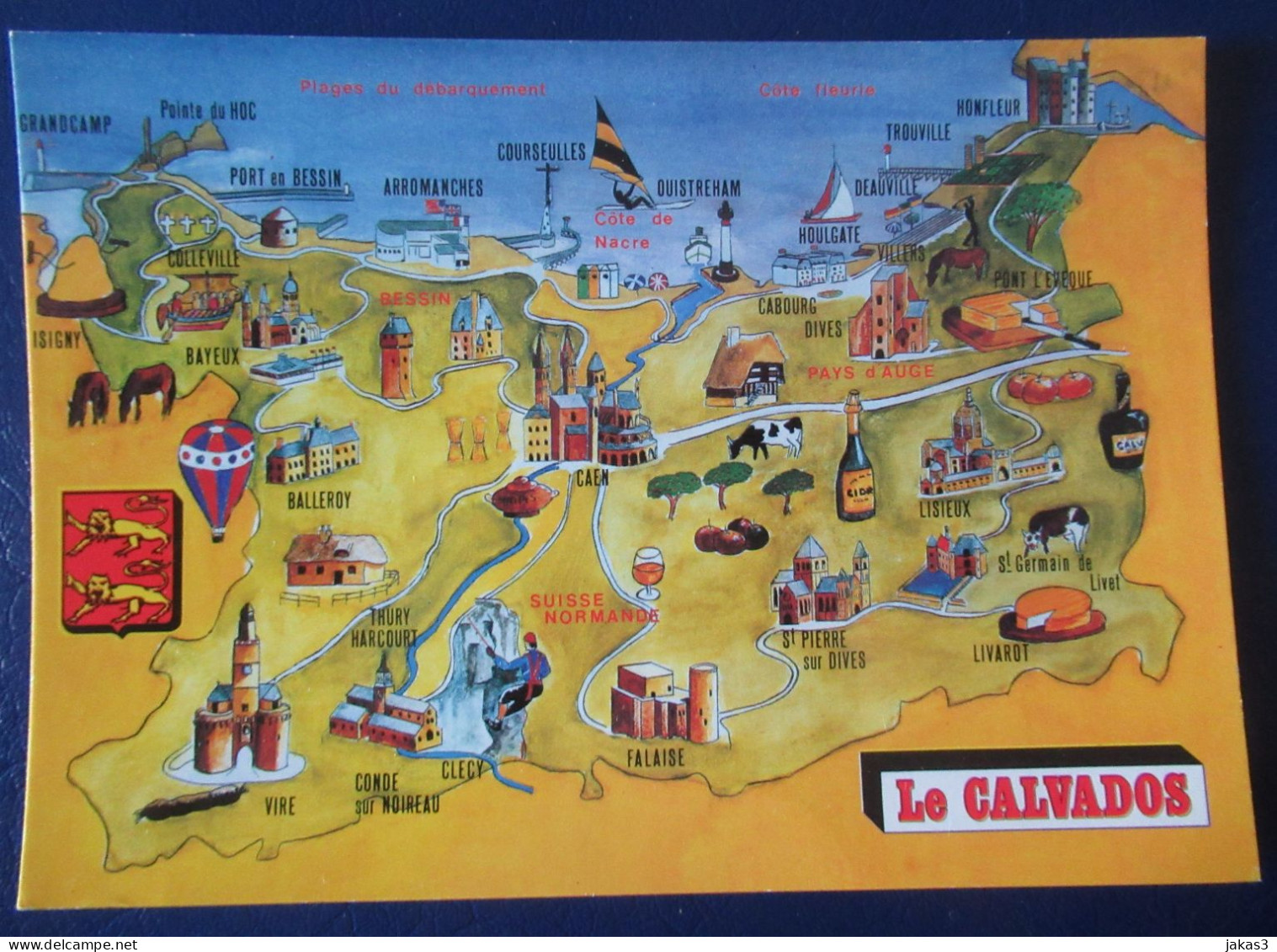 CPM CARTE POSTALE  CARTE GÉOGRAPHIQUE TOURISTIQUE LE CALVADOS - Maps