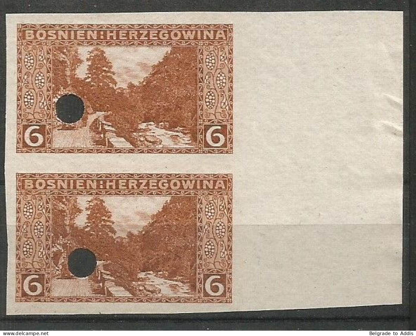 Bosnia Bosnien K.u.K. Austria Hungary Probe Mi.33PU VIII Imperforated Proof In Pair MNG / (*) 1906 - Bosnie-Herzegovine