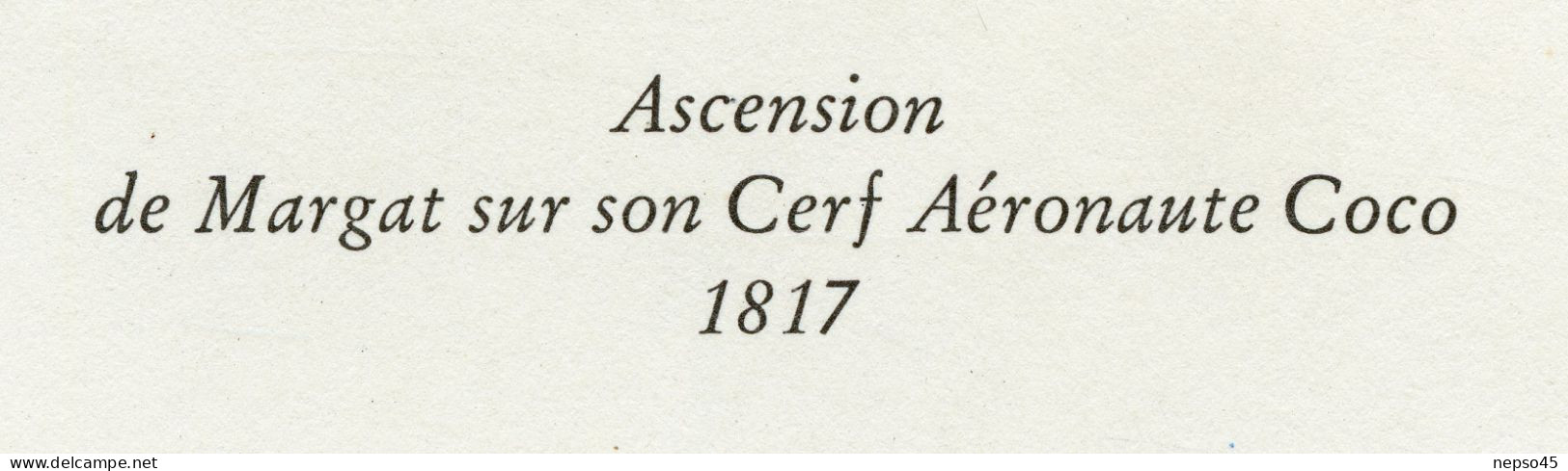 Aéronautique.Ballon.Ascension Du Margat Sur Son Cerf Aéronaute Coco.Musée National De L'air Et De L'espace. - Estampes & Gravures