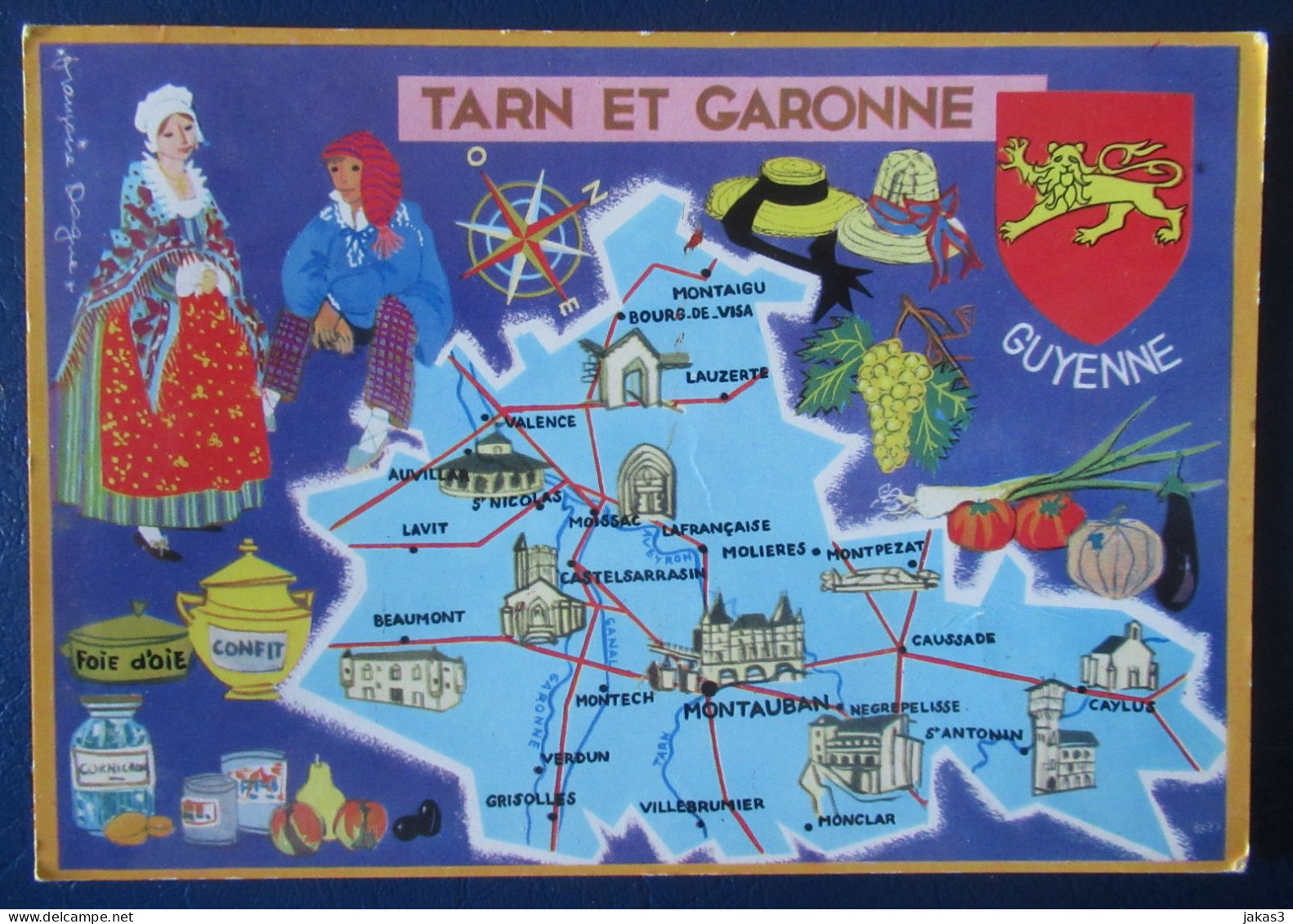 CPM CARTE POSTALE  CARTE GÉOGRAPHIQUE TOURISTIQUE LE TARN ET GARONNE - Maps