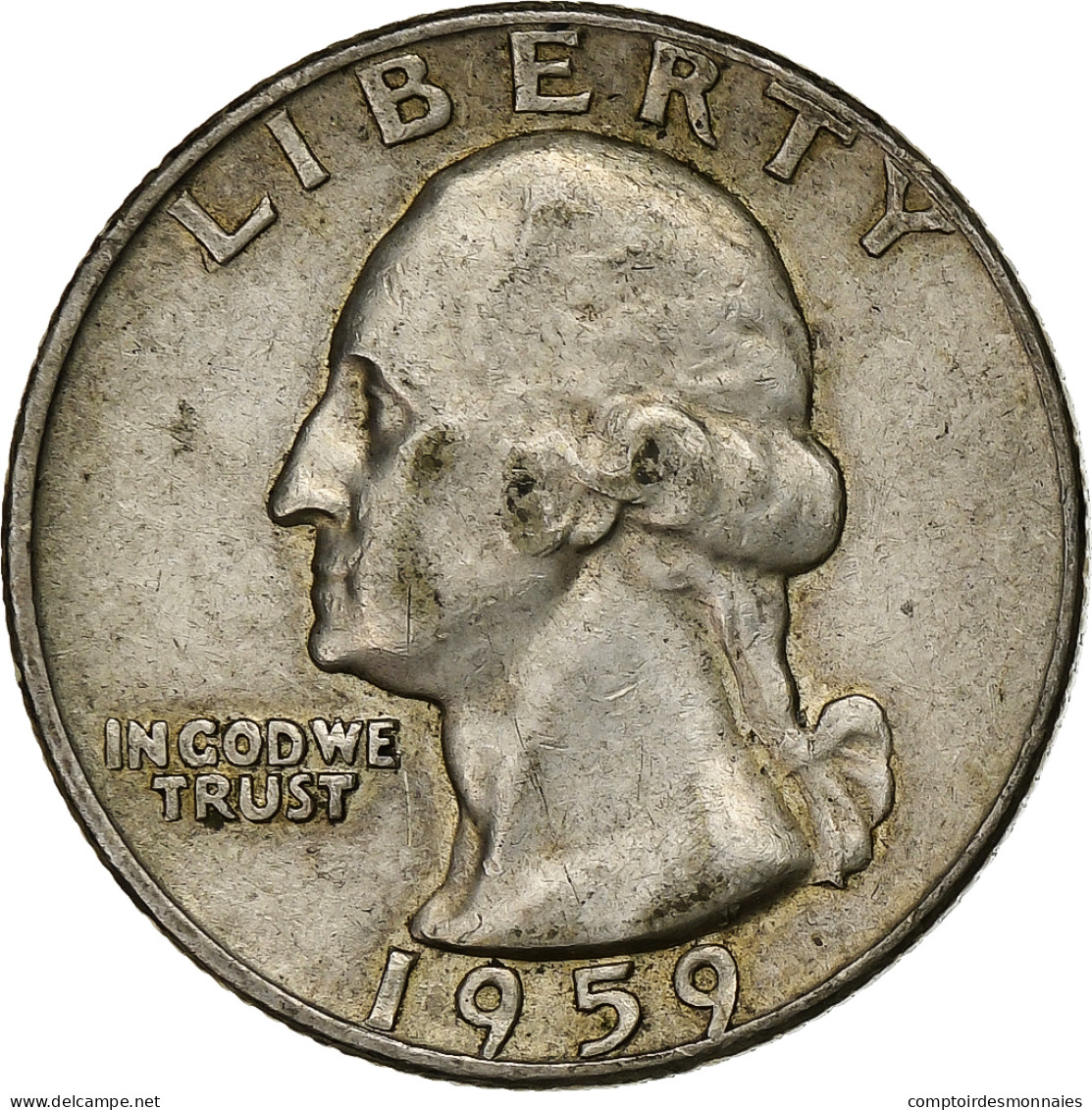 États-Unis, Quarter, Washington Quarter, 1959, U.S. Mint, Argent, TTB, KM:164 - 1932-1998: Washington