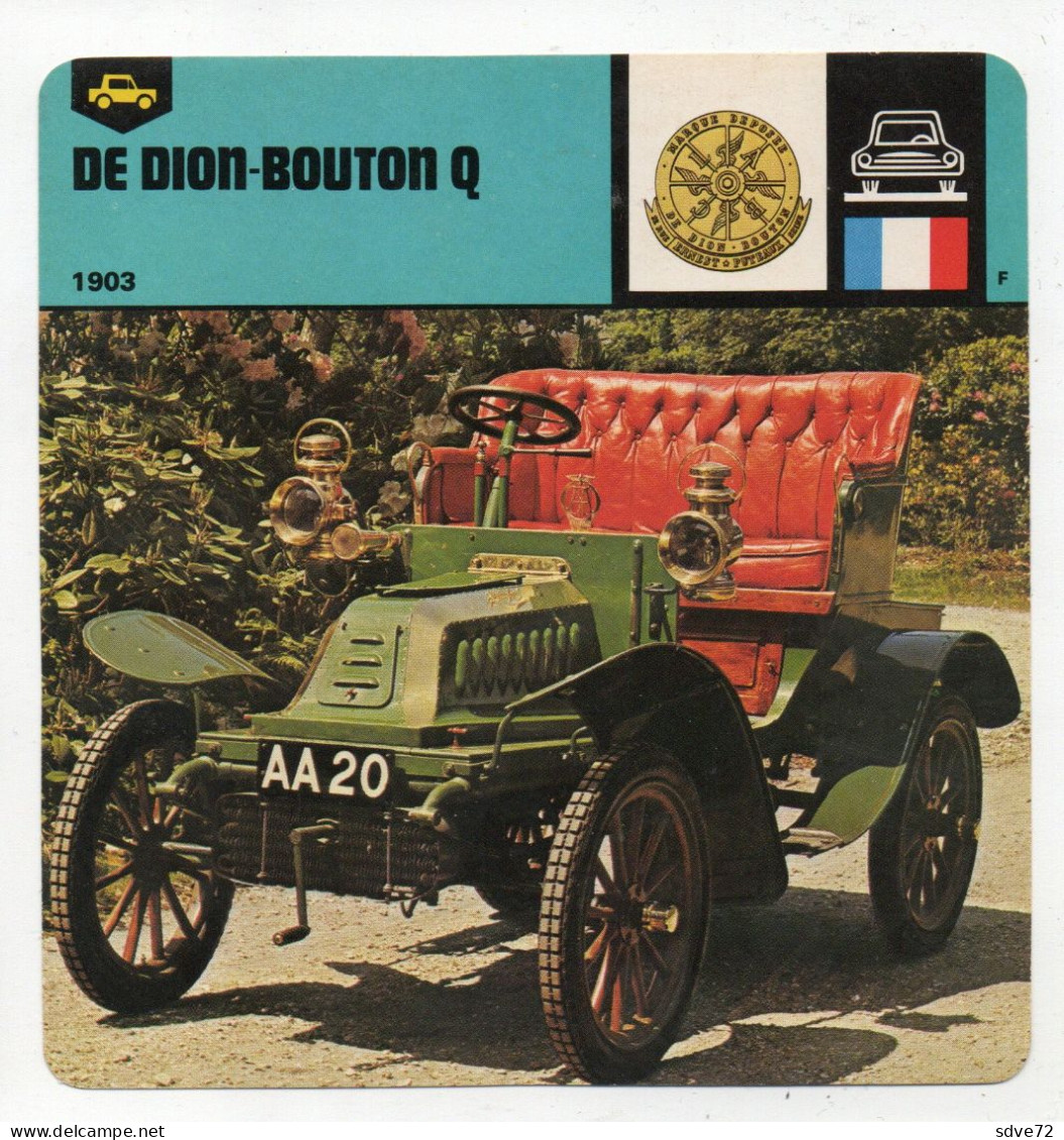 FICHE AUTOMOBILE - DE DION-BOUTON Q - Voitures